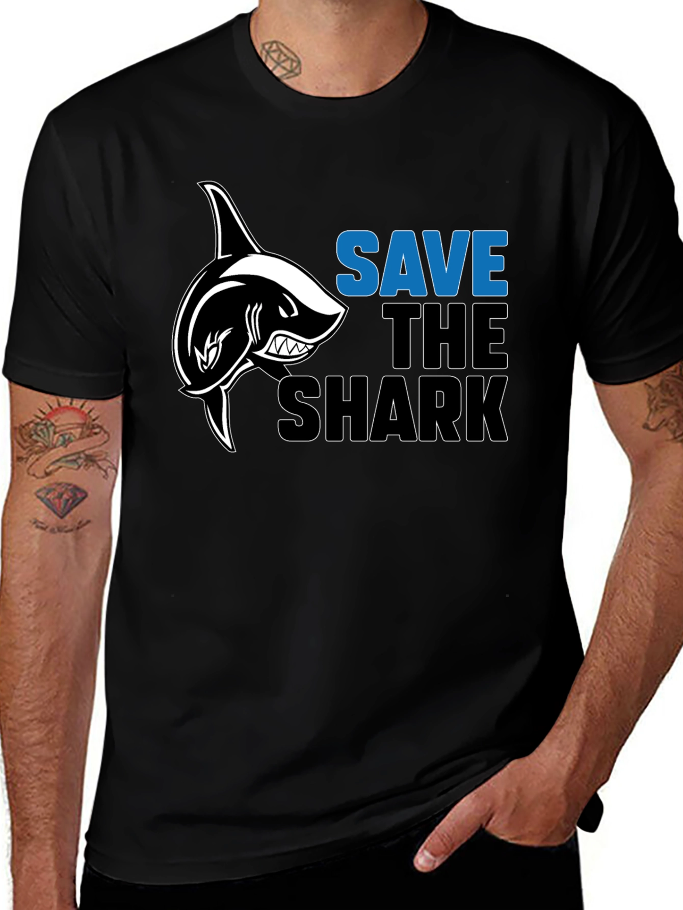 Save The Sharks Graphic Tee - Black