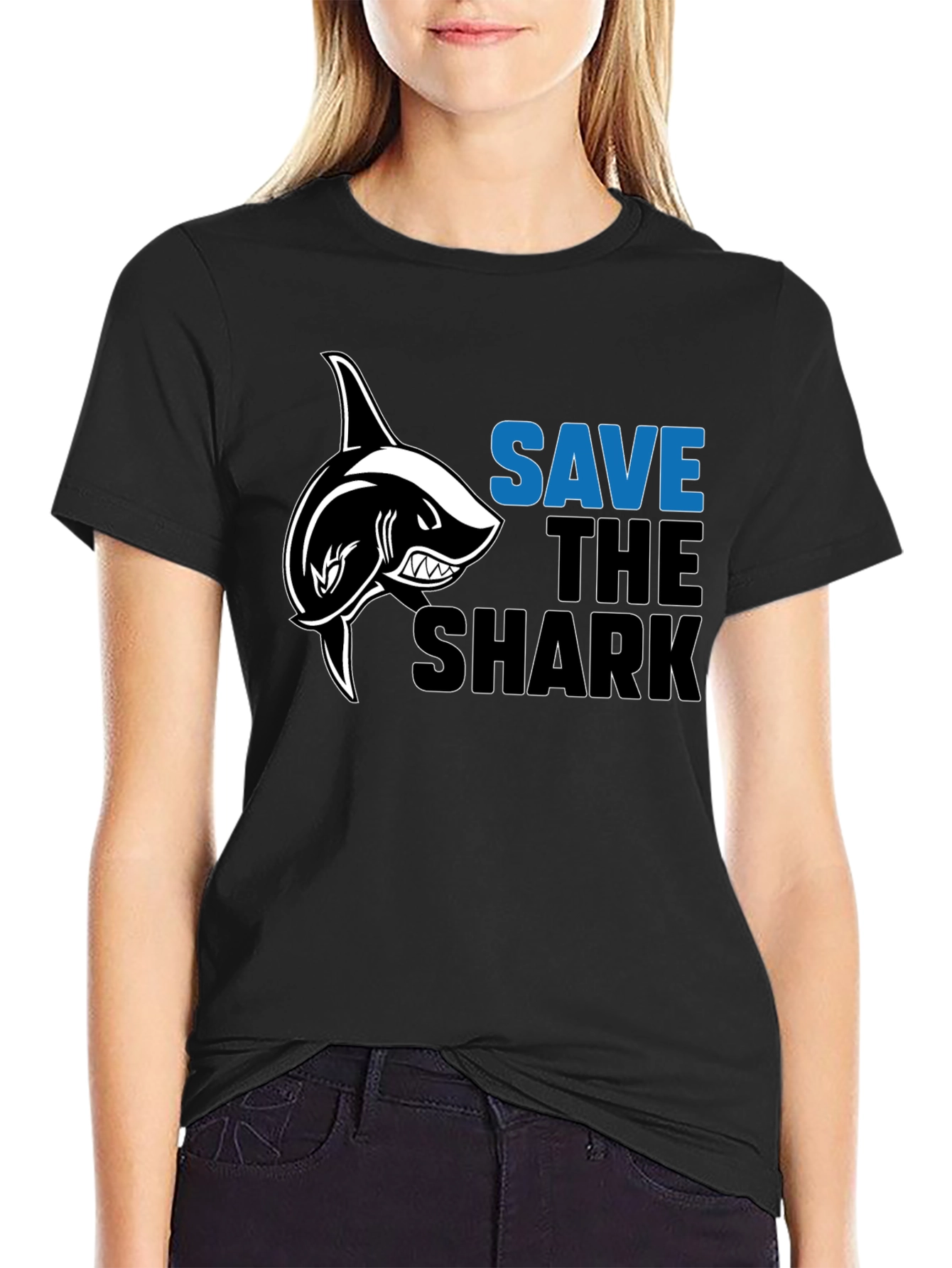 Save The Sharks Graphic Tee - Black