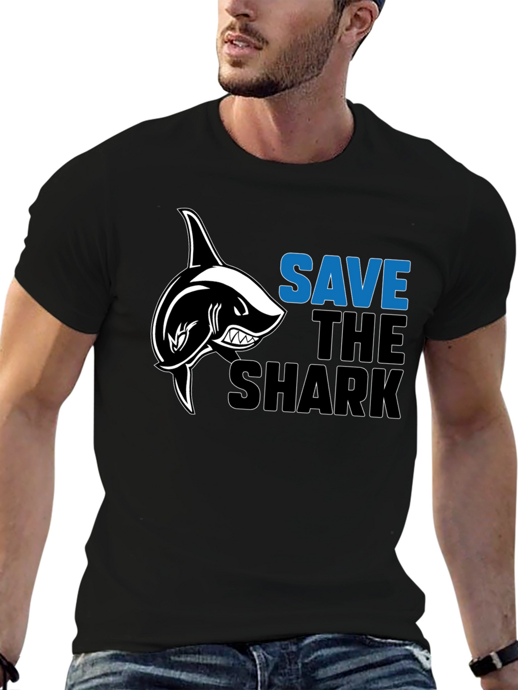 Save The Sharks Graphic Tee - Black