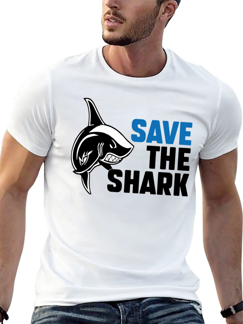 Save The Sharks Graphic Tee - Black