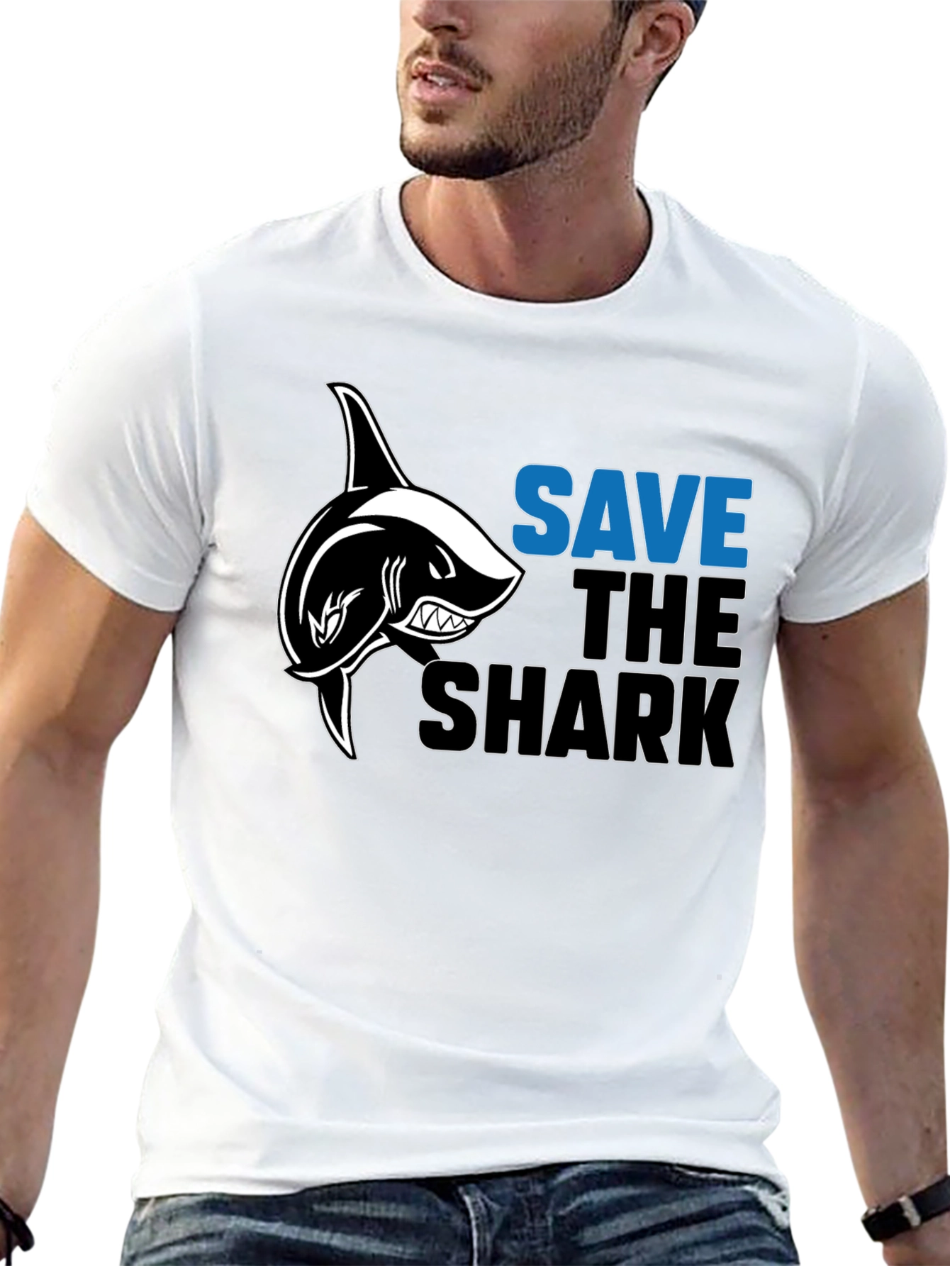 Save The Sharks Graphic Tee - Black