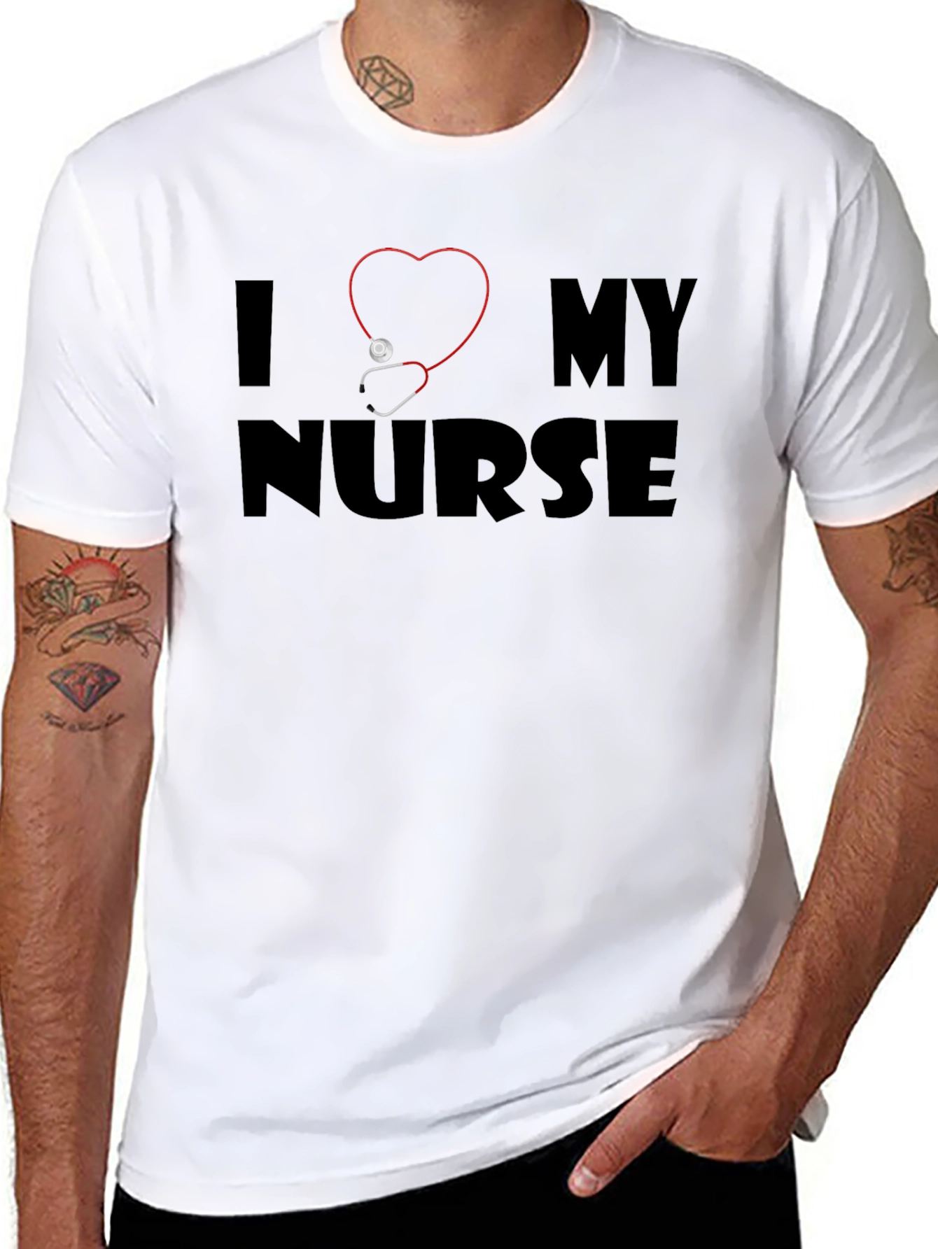 I Heart My Nurse T-Shirt - Stethoscope Heart Design
