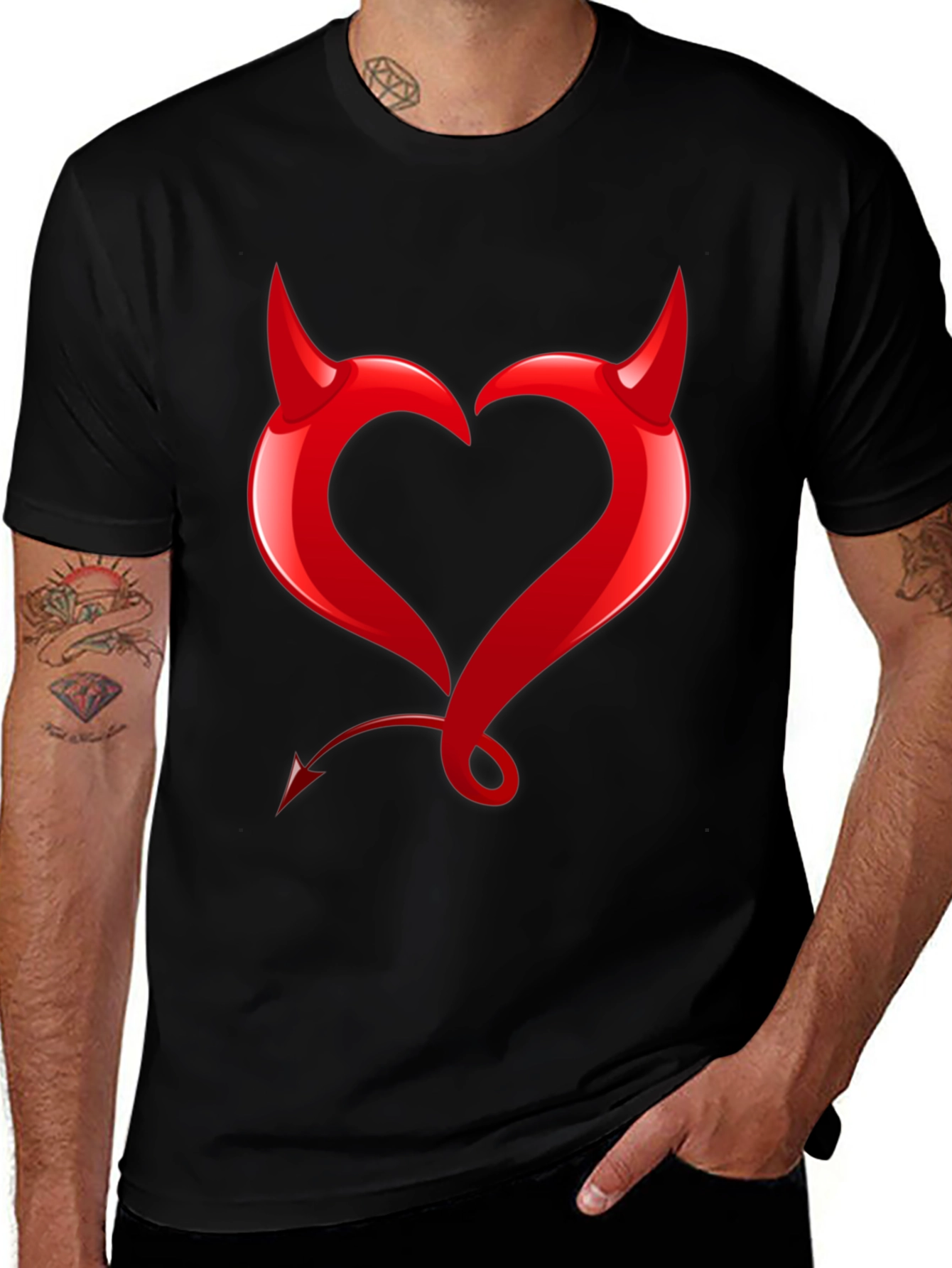 Devil Heart Graphic Tee - Bold Black T-Shirt
