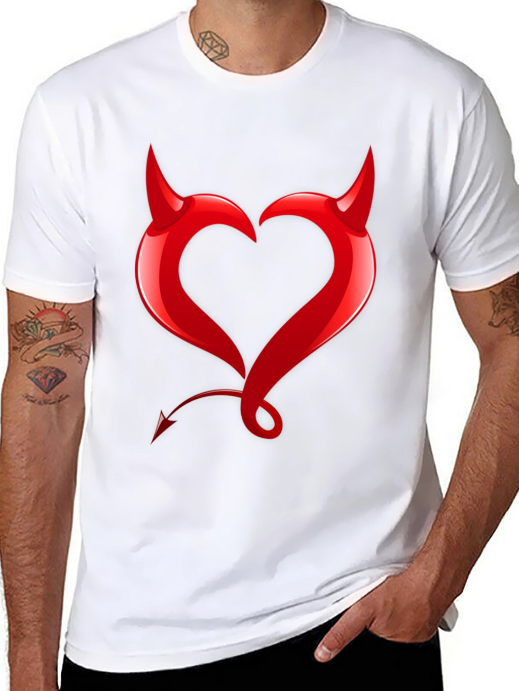 Devil Heart Graphic Tee - Bold Black T-Shirt