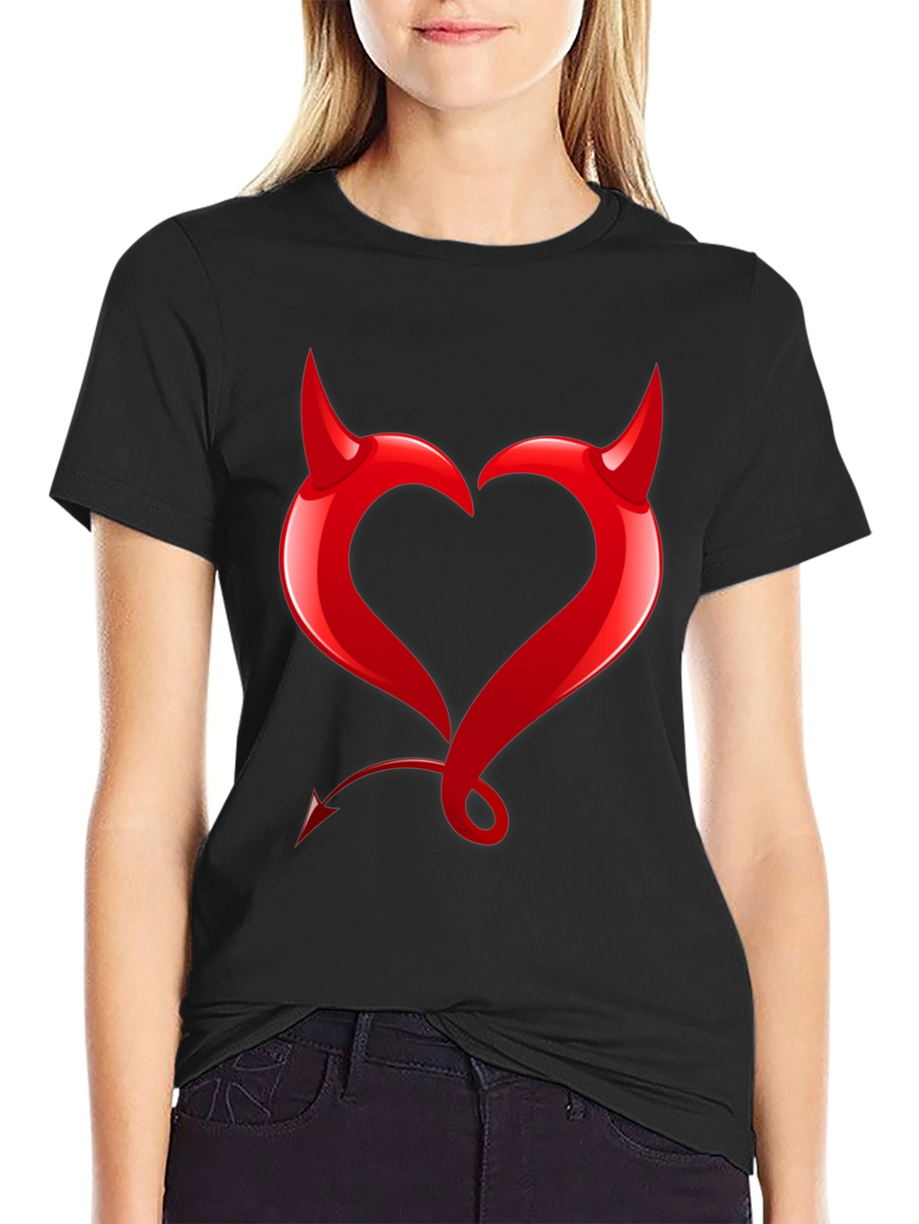 Devil Heart Graphic Tee - Bold Black T-Shirt