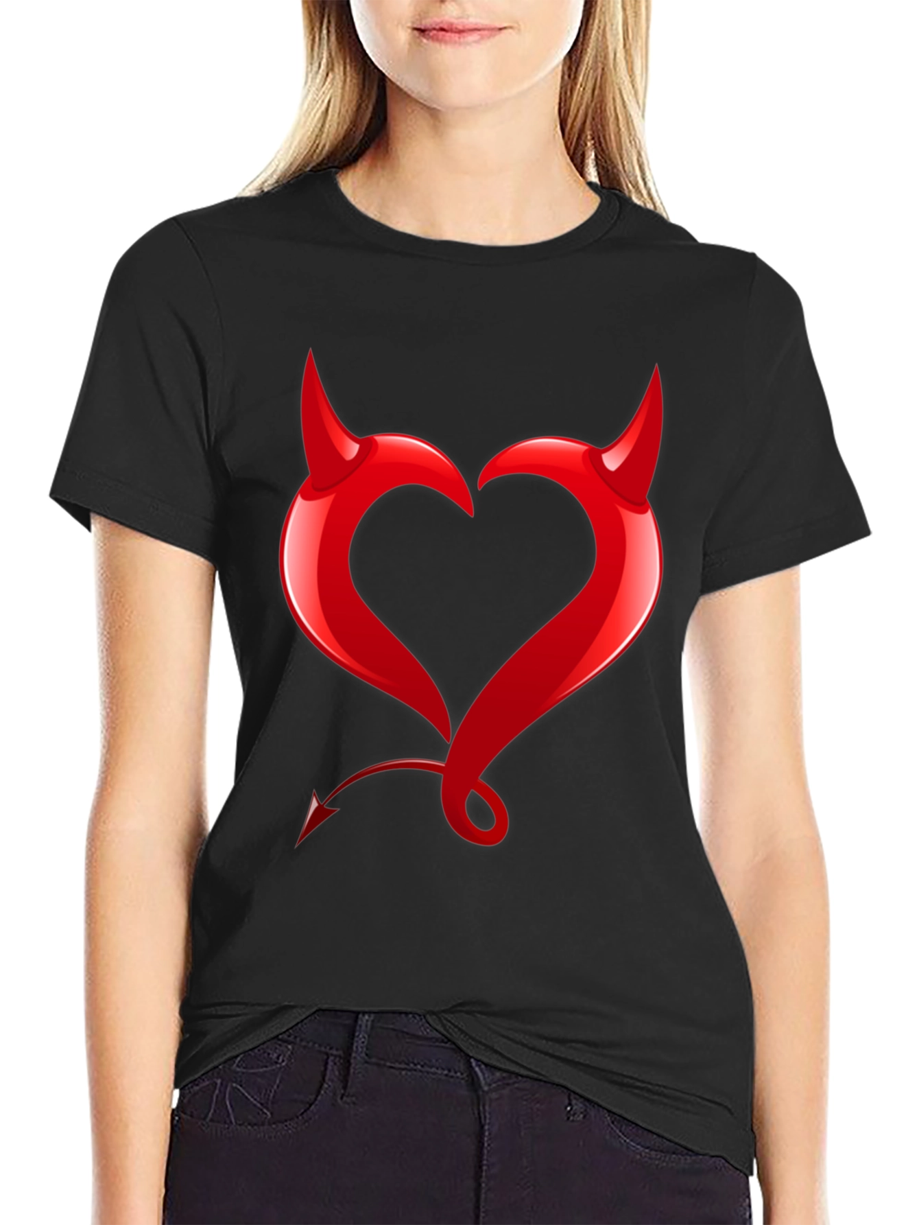 Devil Heart Graphic Tee - Bold Black T-Shirt