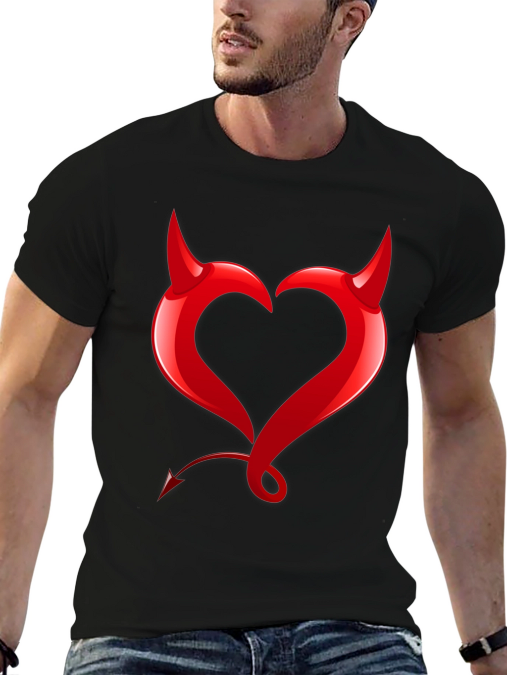 Devil Heart Graphic Tee - Bold Black T-Shirt