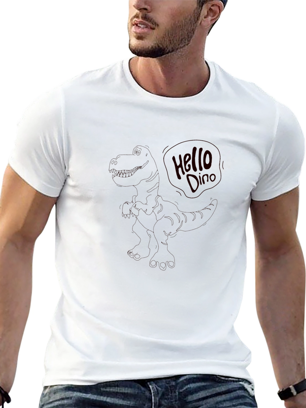 Hello Dino Black T-Shirt
