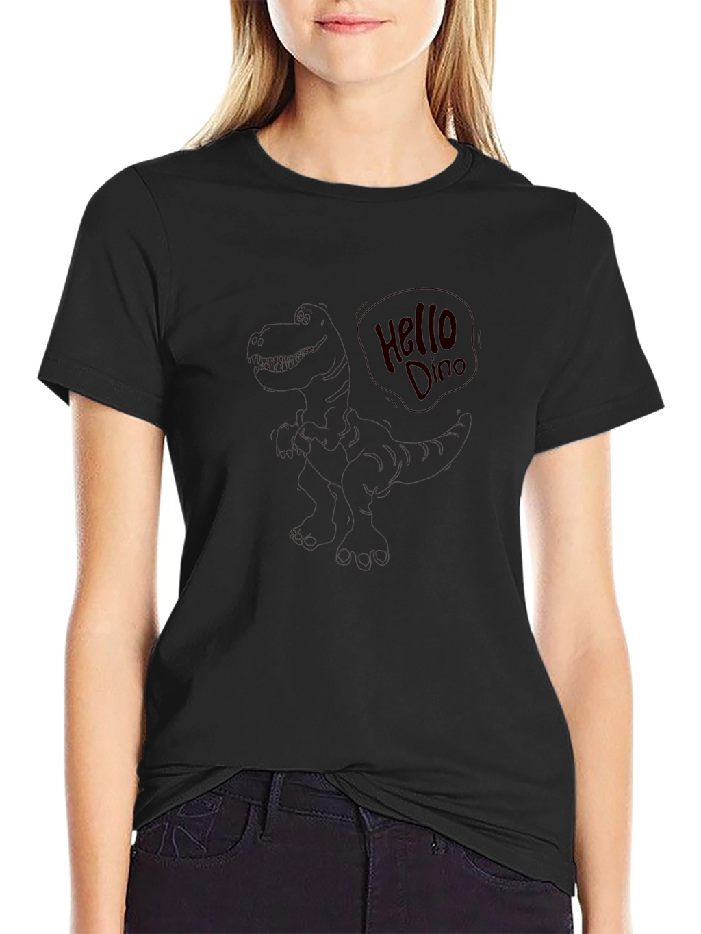 Hello Dino Black T-Shirt