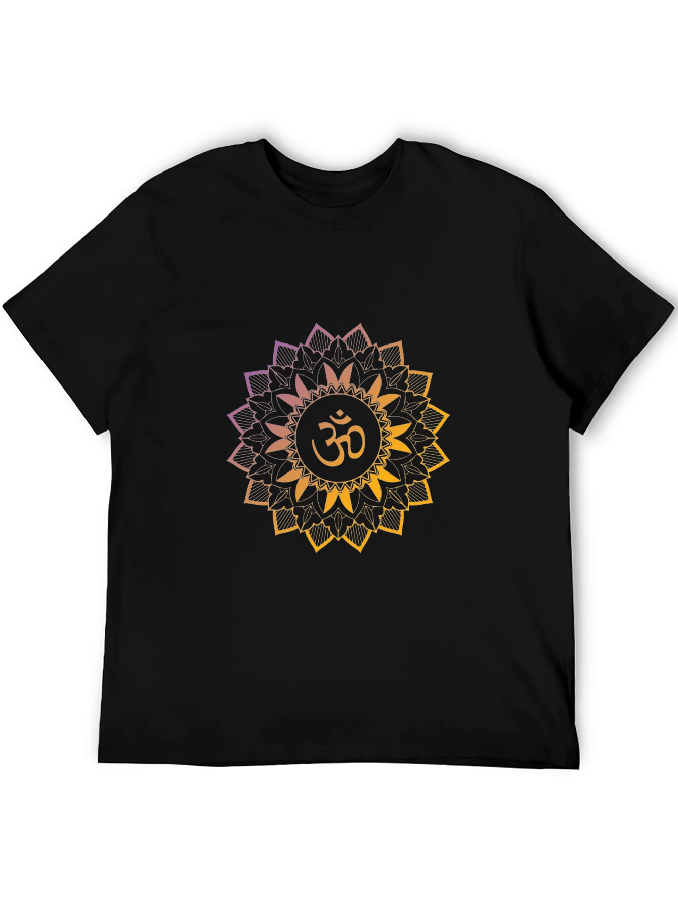Om Mandala Graphic Tee - Black Cotton Comfort