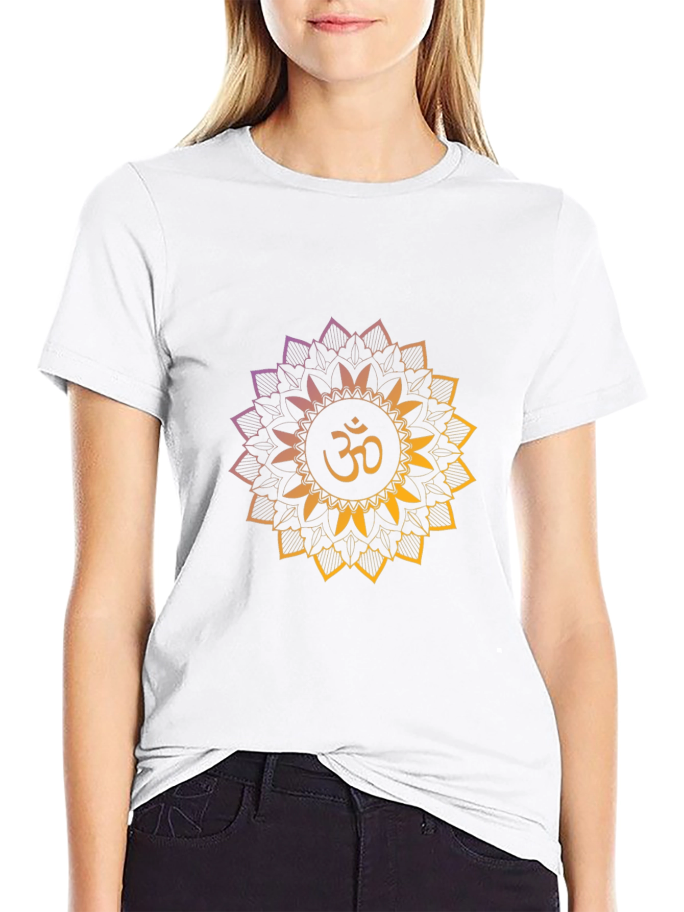 Om Mandala Graphic Tee - Black Cotton Comfort