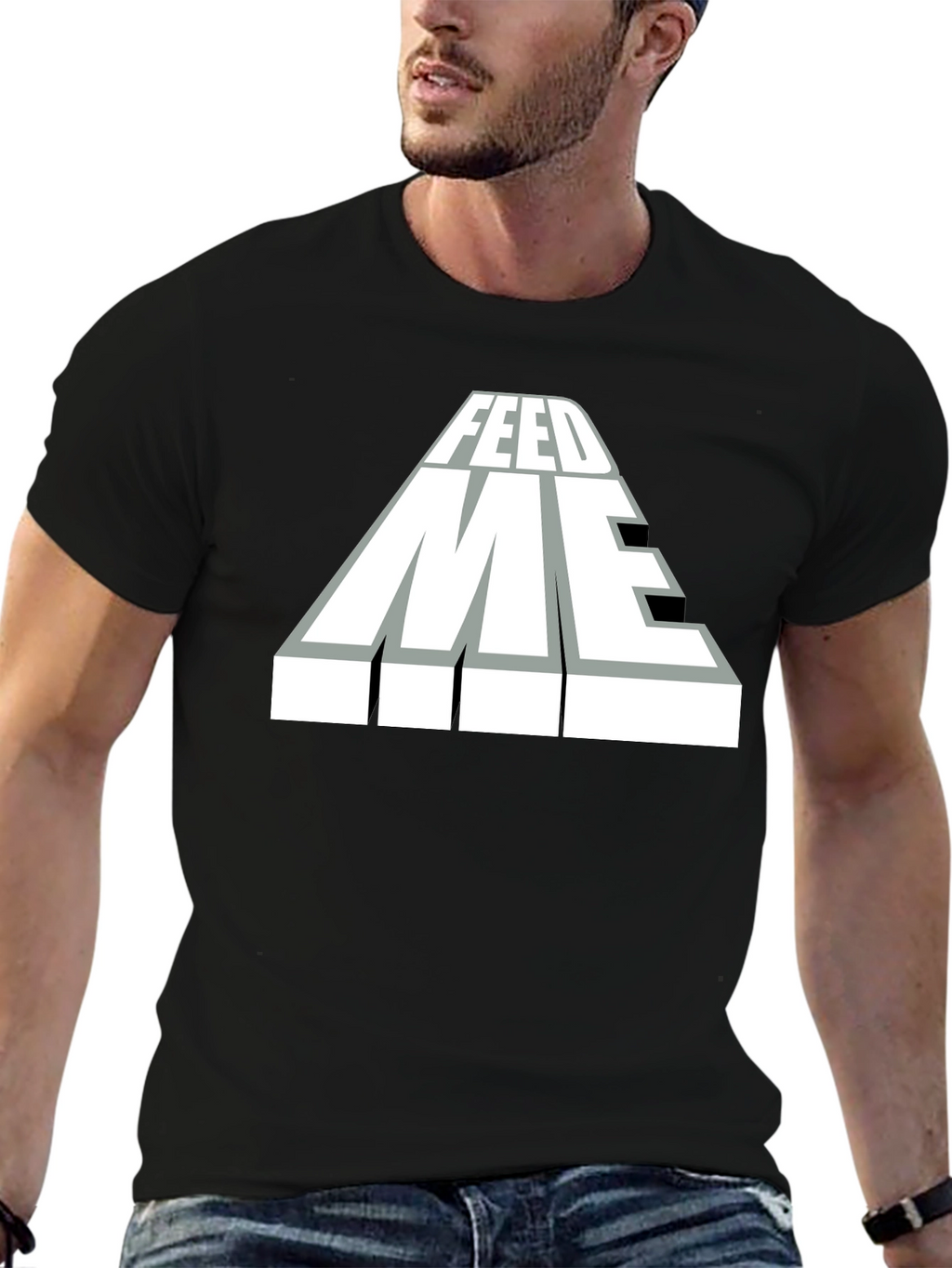 Feed Me Graphic T-Shirt - Black Cotton Blend Tee