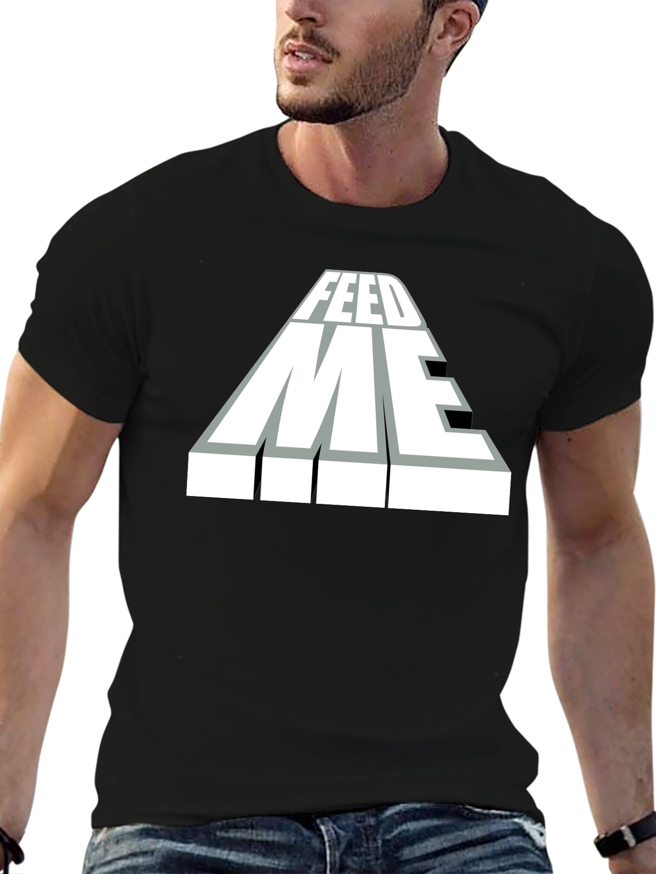 Feed Me Graphic T-Shirt - Black Cotton Blend Tee