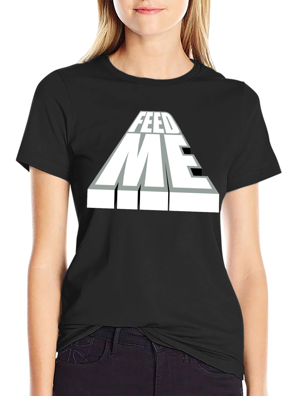 Feed Me Graphic T-Shirt - Black Cotton Blend Tee