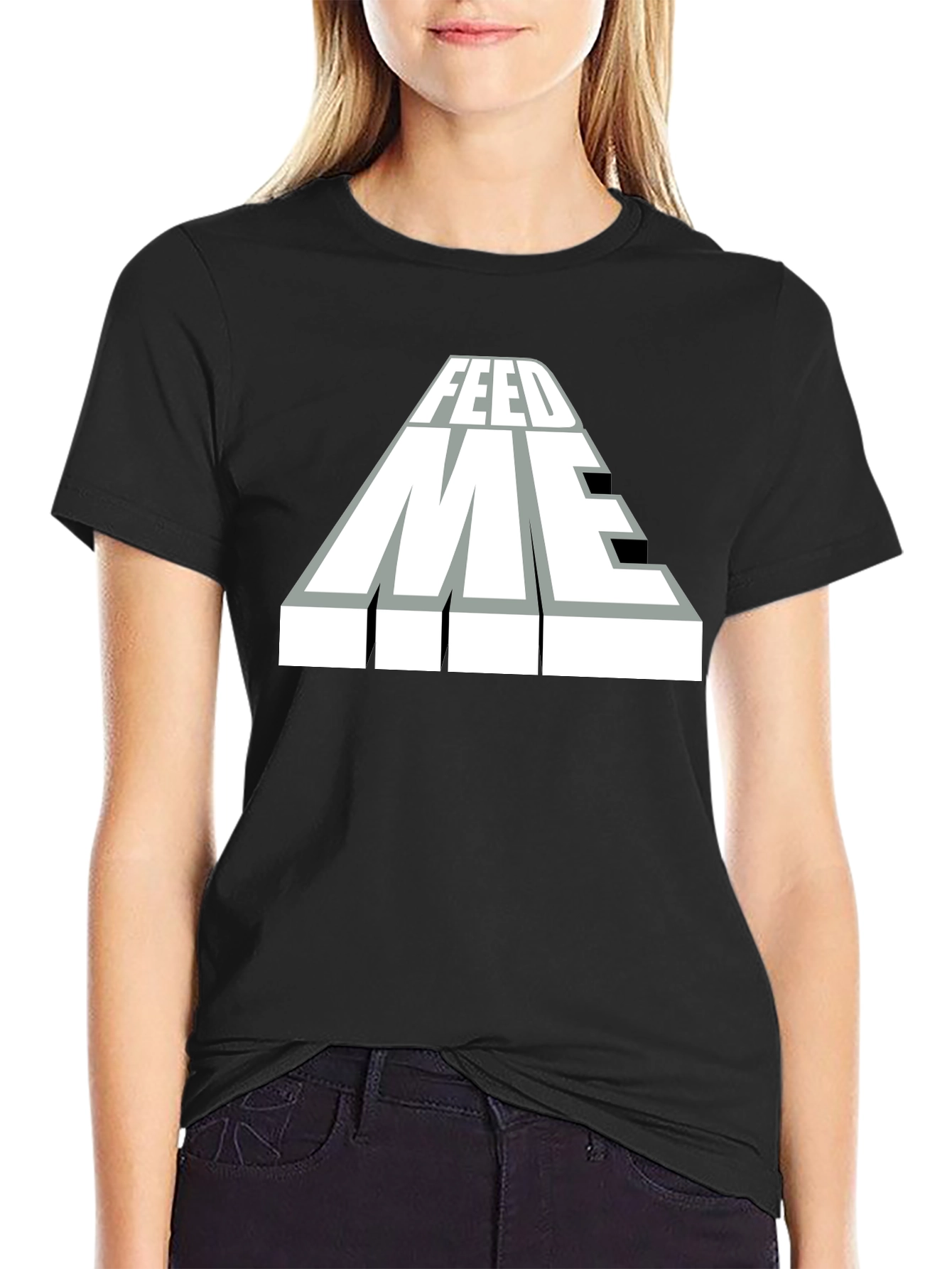 Feed Me Graphic T-Shirt - Black Cotton Blend Tee