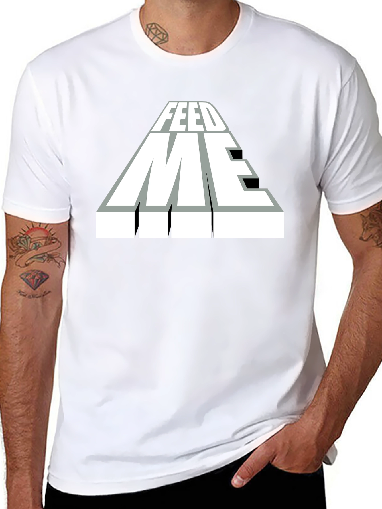 Feed Me Graphic T-Shirt - Black Cotton Blend Tee