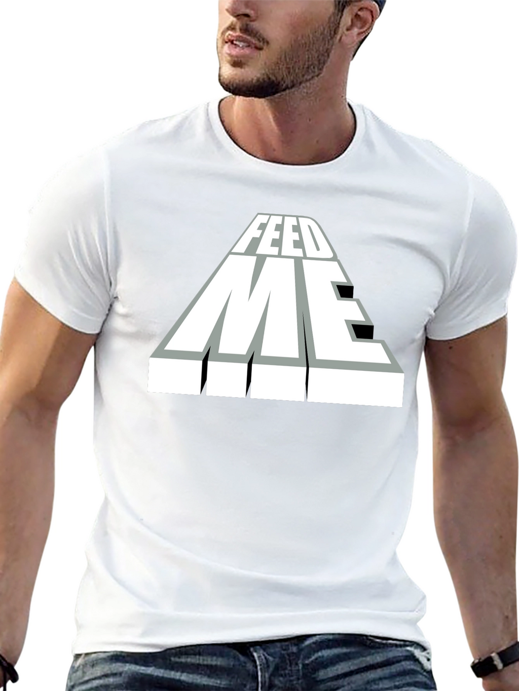 Feed Me Graphic T-Shirt - Black Cotton Blend Tee