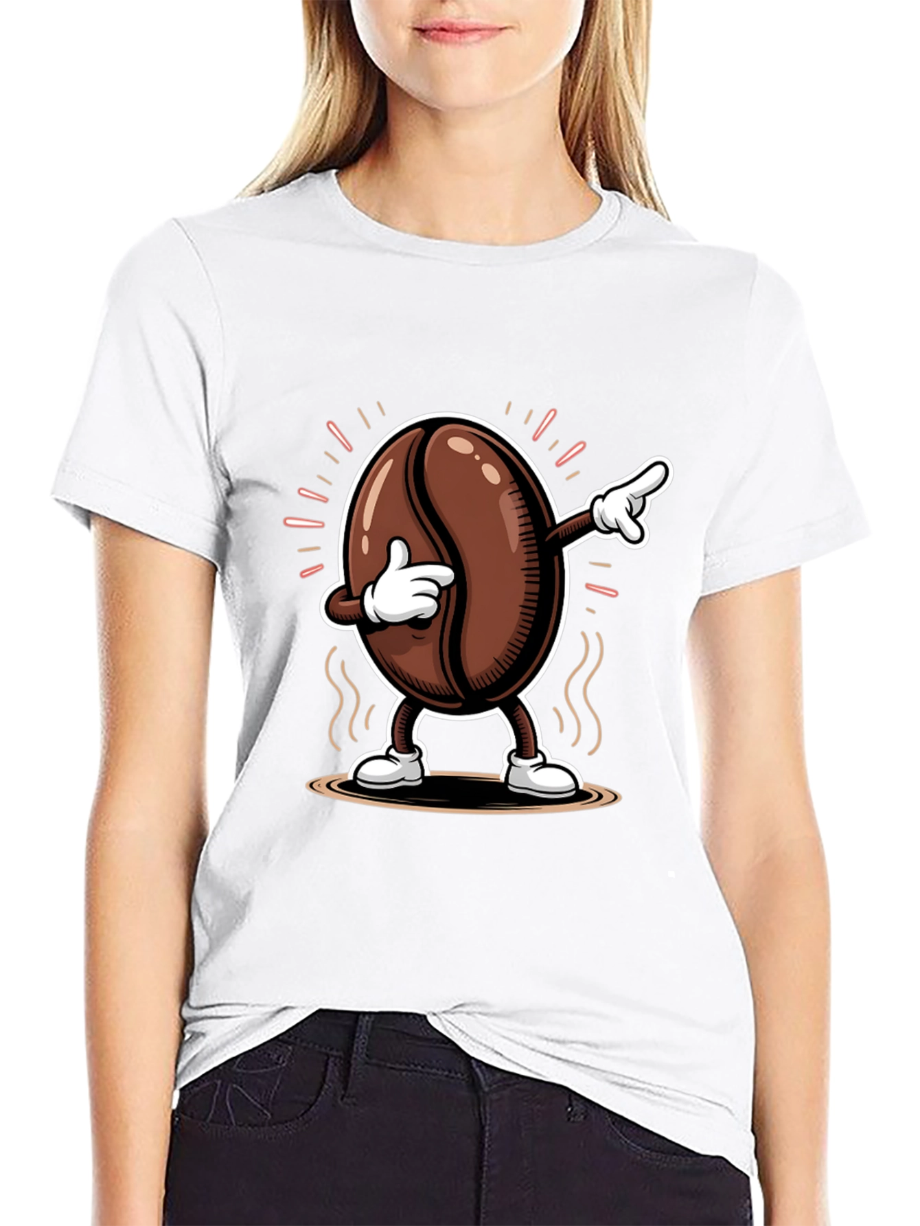 Dabbing Coffee Bean Graphic Tee - Black