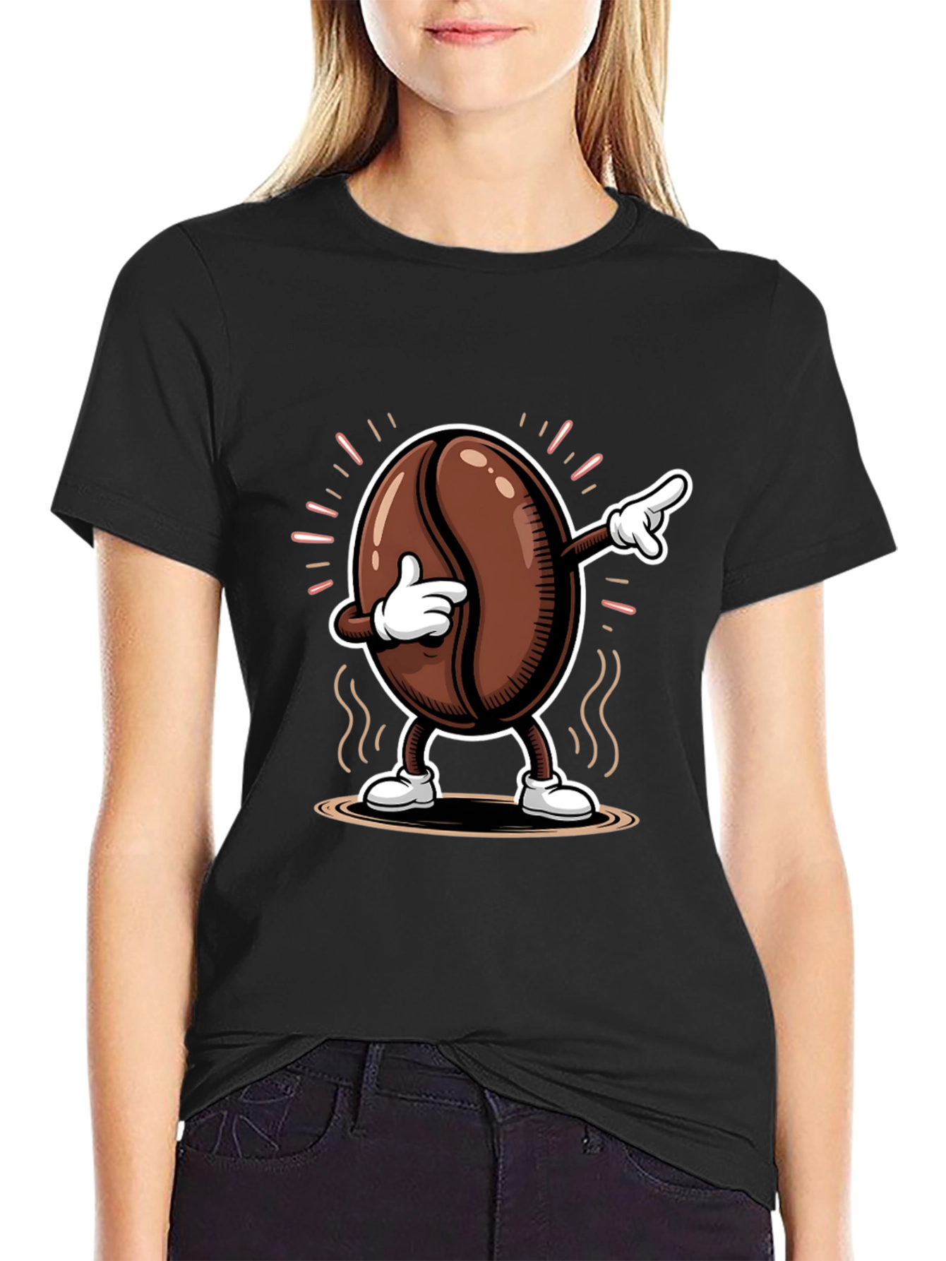 Dabbing Coffee Bean Graphic Tee - Black