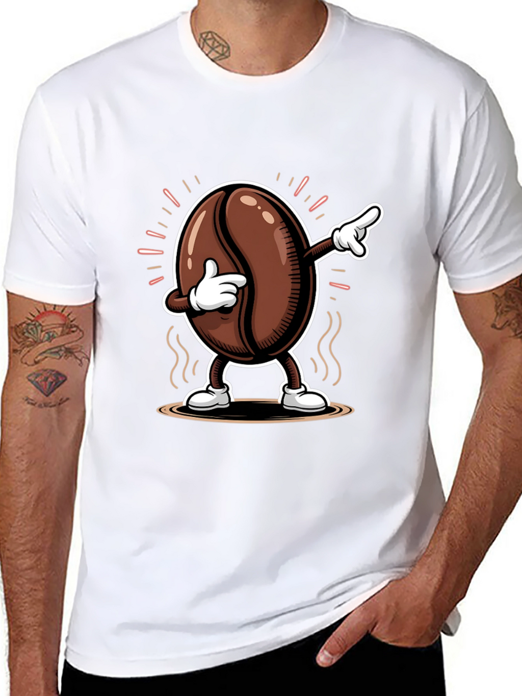 Dabbing Coffee Bean Graphic Tee - Black