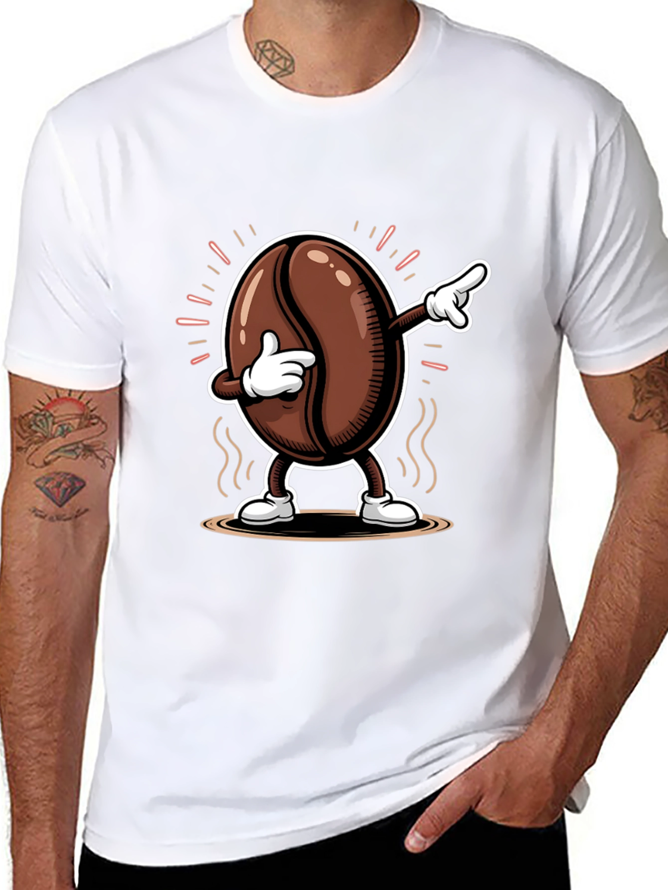 Dabbing Coffee Bean Graphic Tee - Black