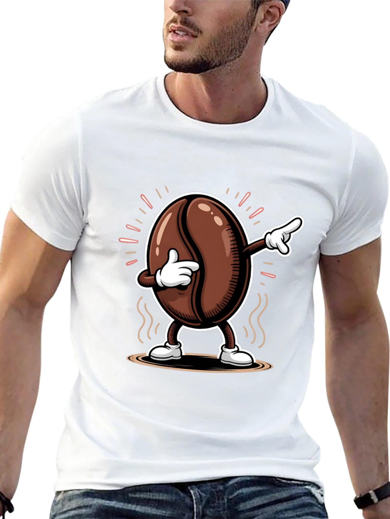 Dabbing Coffee Bean Graphic Tee - Black