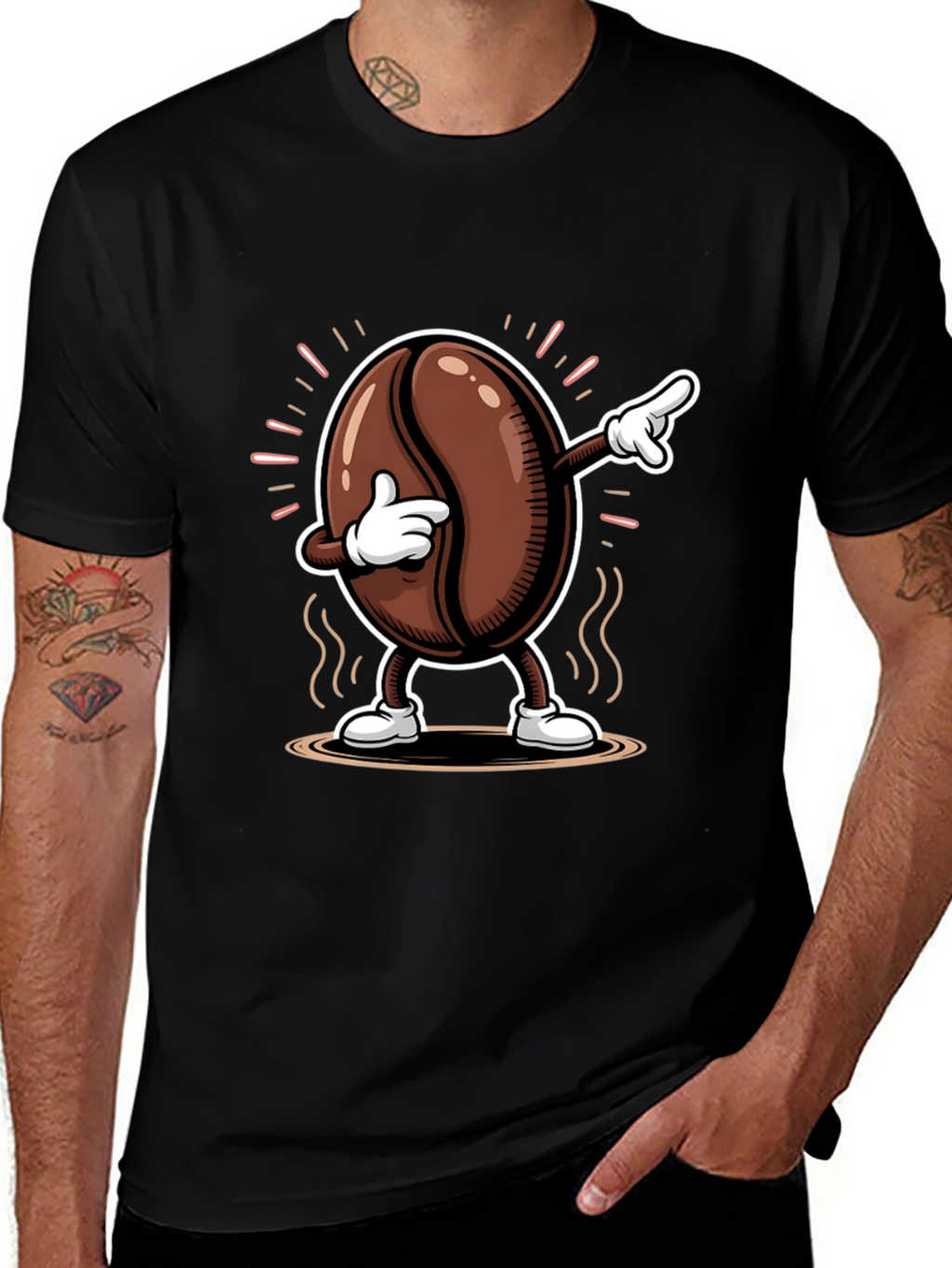 Dabbing Coffee Bean Graphic Tee - Black