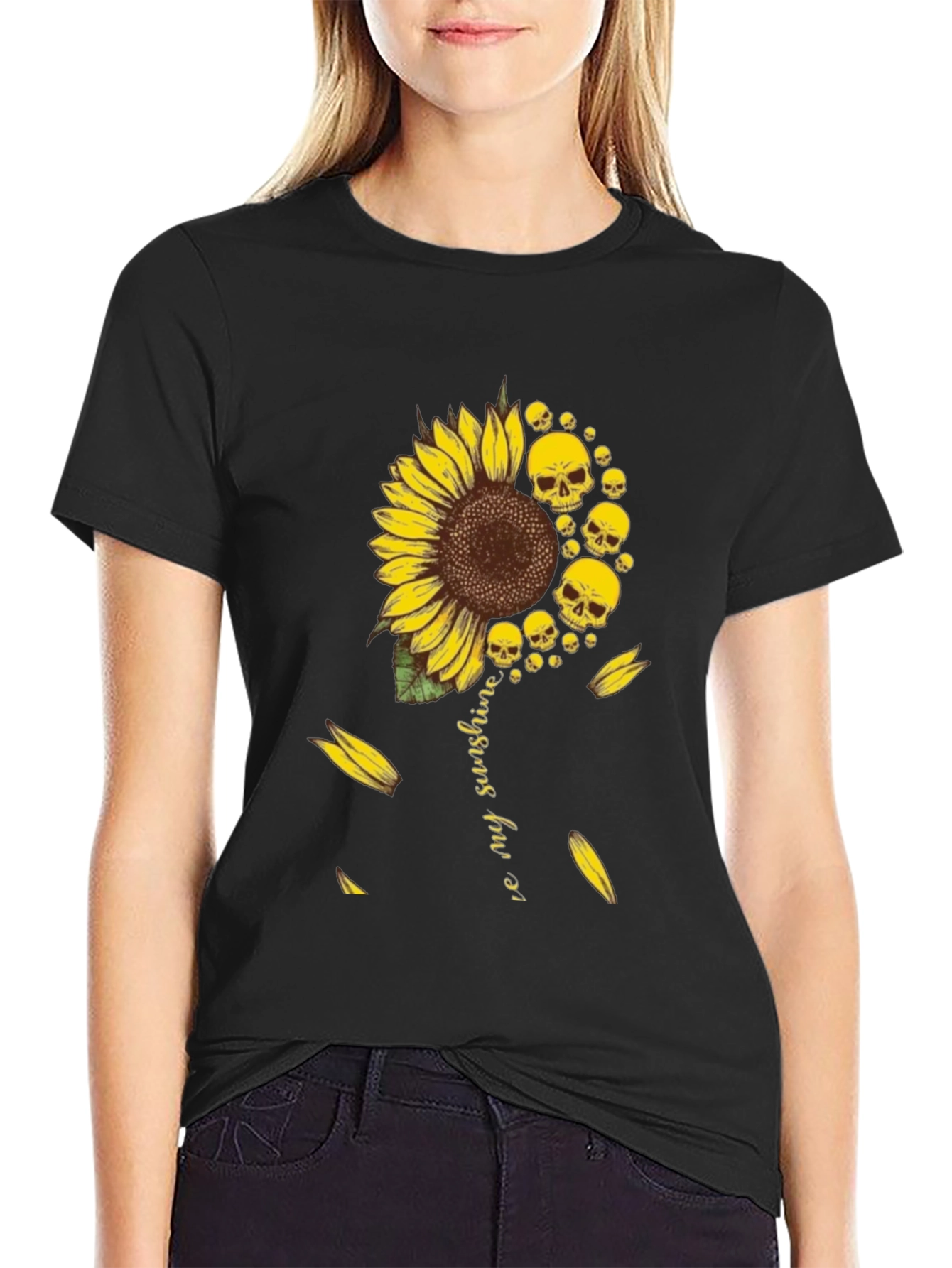 Sunflower Skull Graphic T-Shirt - You Are My Sunshine Tee