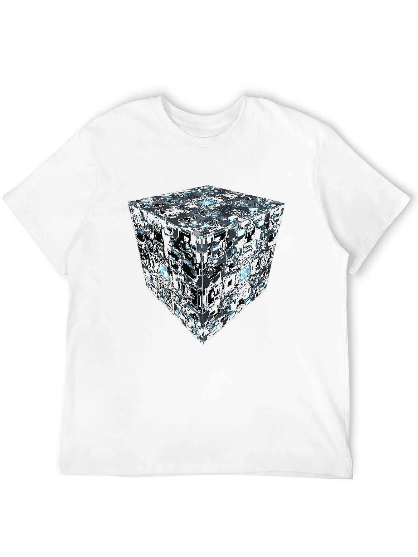 Abstract Cube Print Black T-Shirt