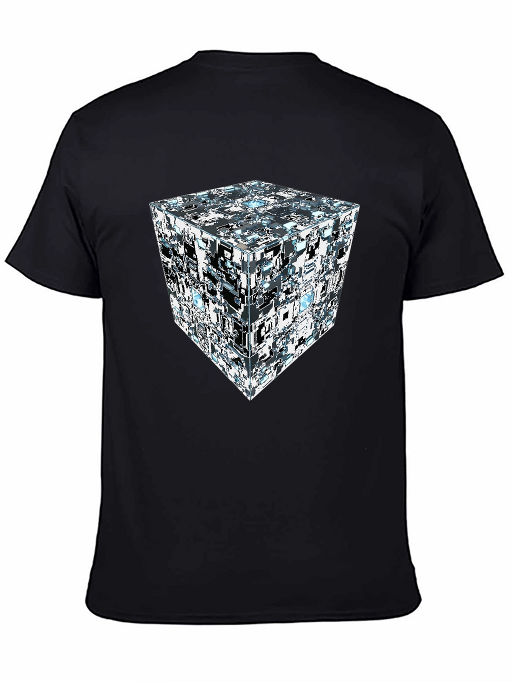 Abstract Cube Print Black T-Shirt