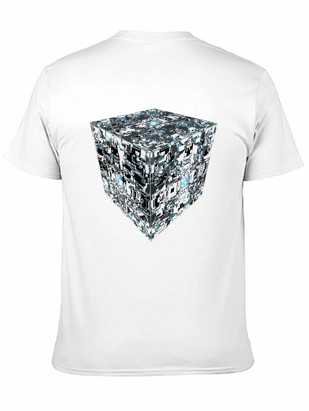 Abstract Cube Print Black T-Shirt