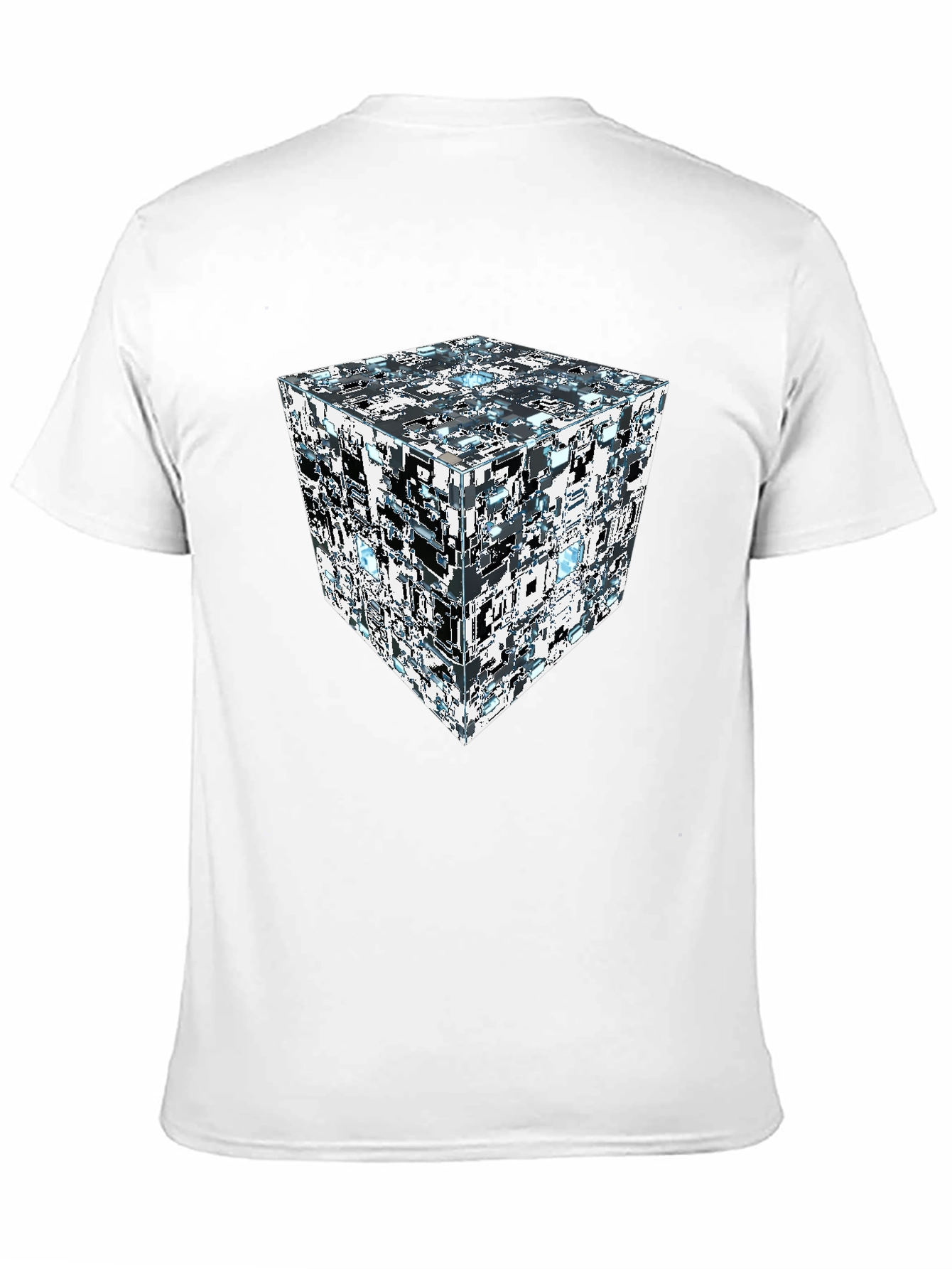Abstract Cube Print Black T-Shirt