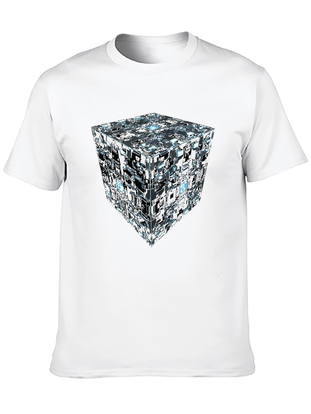 Abstract Cube Print Black T-Shirt