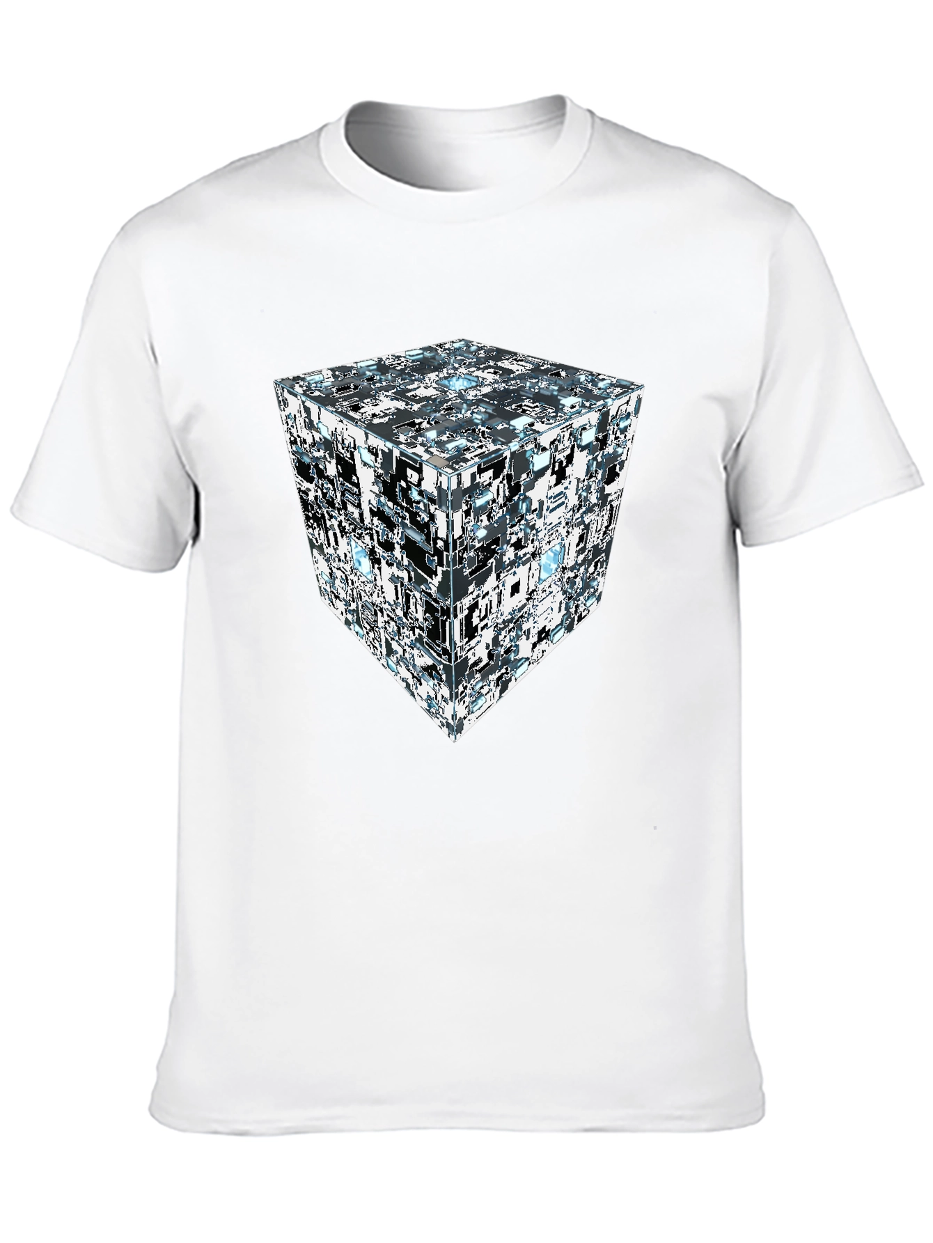 Abstract Cube Print Black T-Shirt