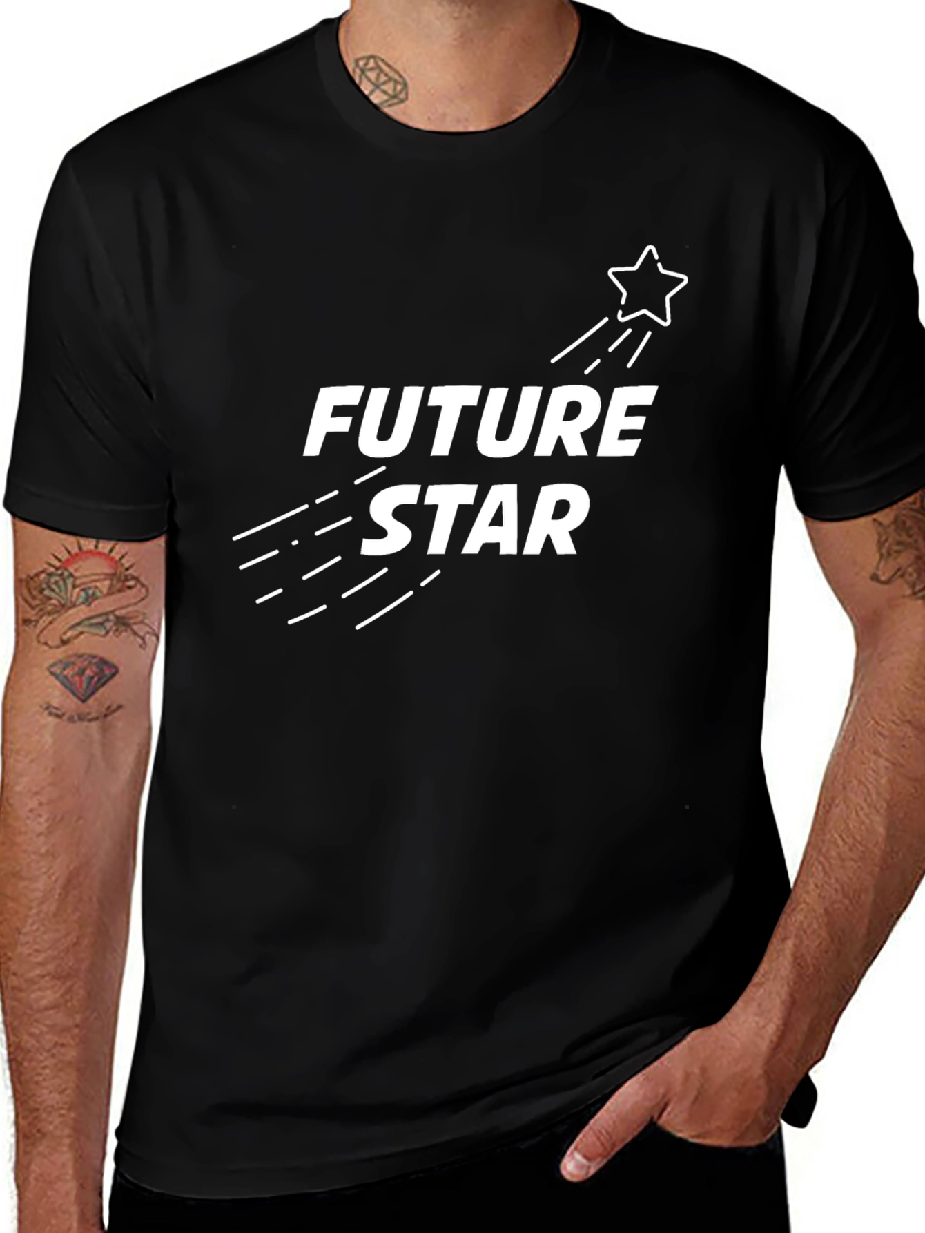 Future Star Graphic Tee - Black Cotton Blend