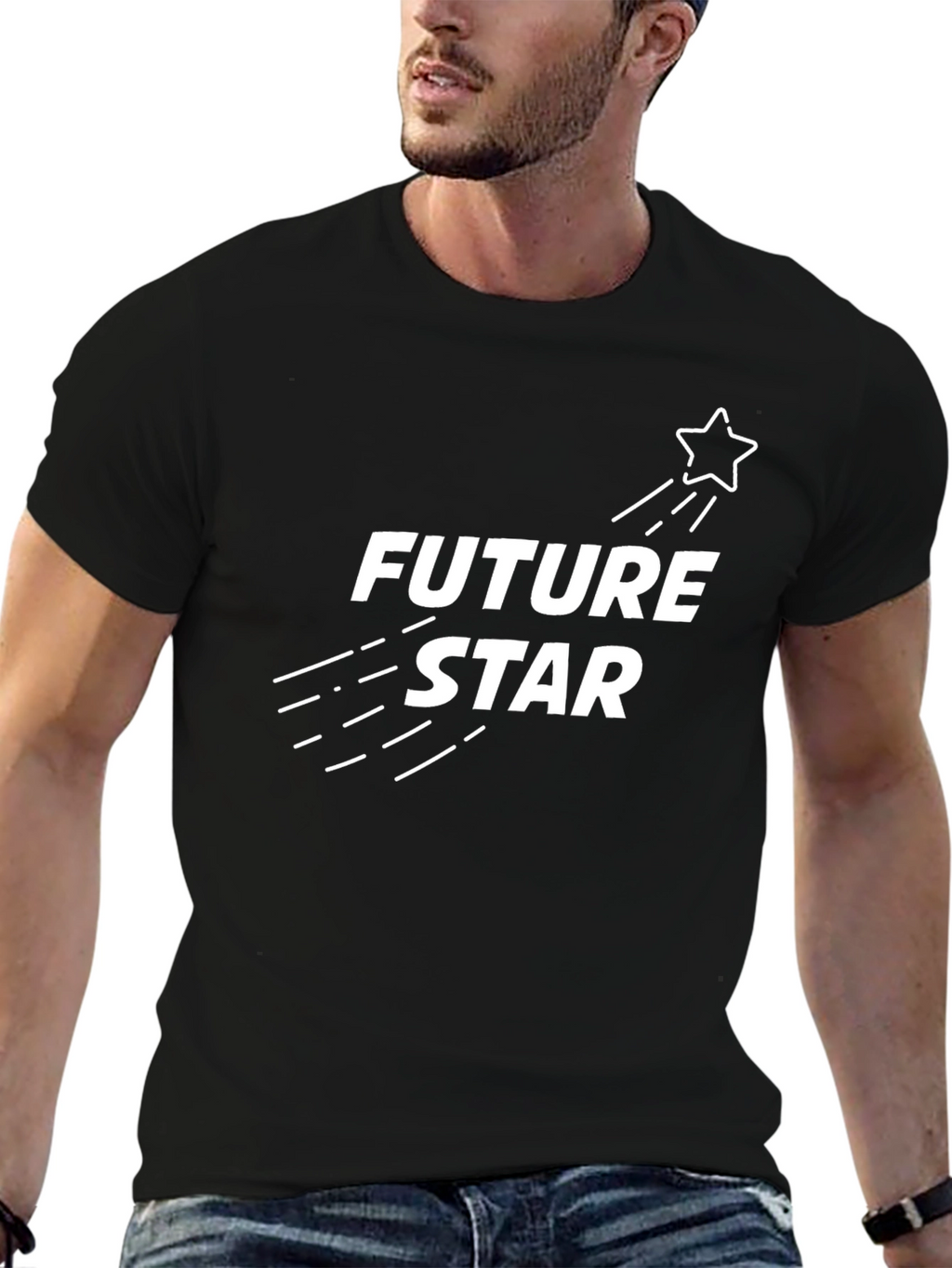 Future Star Graphic Tee - Black Cotton Blend