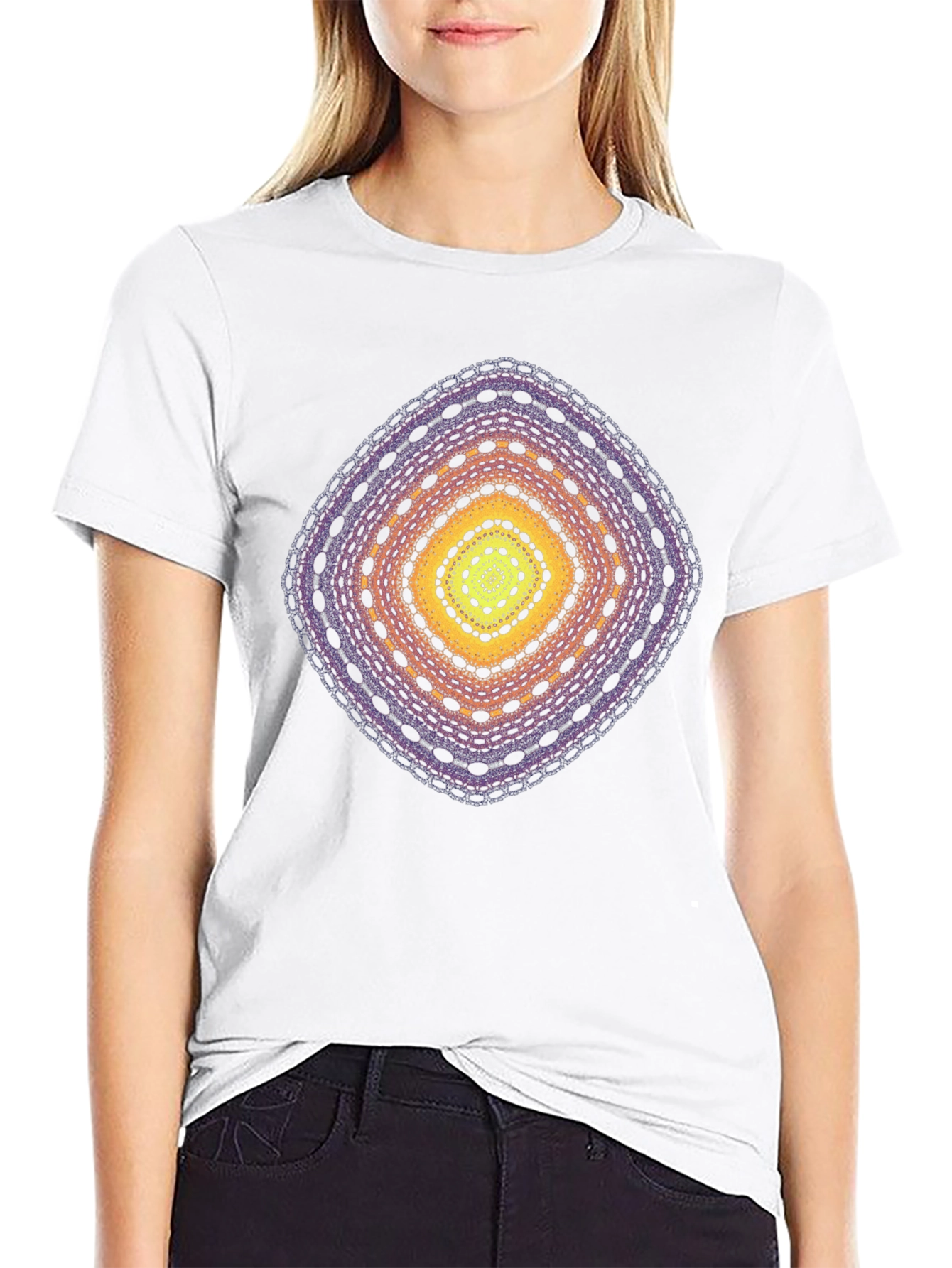 Abstract Diamond Graphic T-Shirt - Black