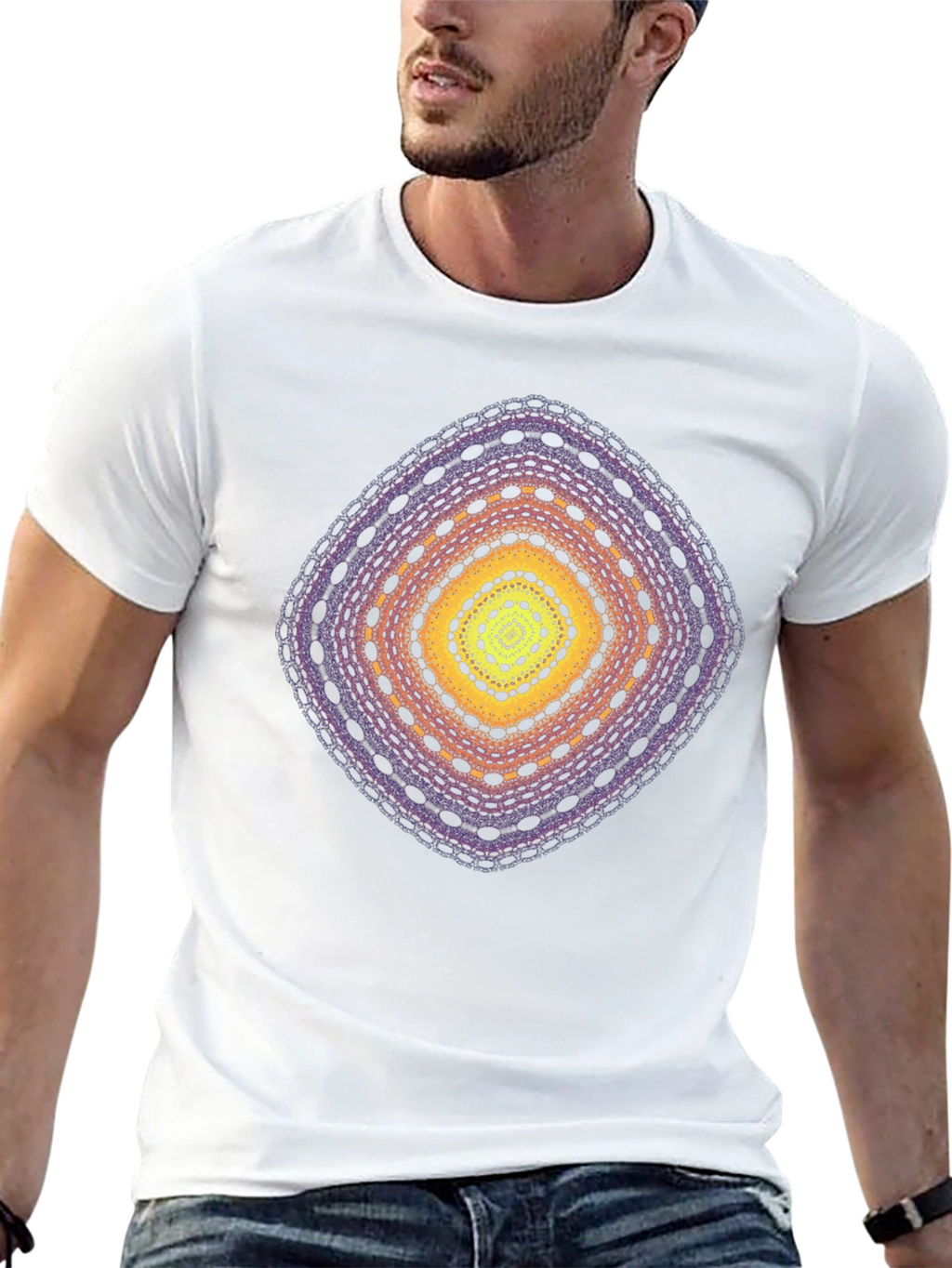 Abstract Diamond Graphic T-Shirt - Black