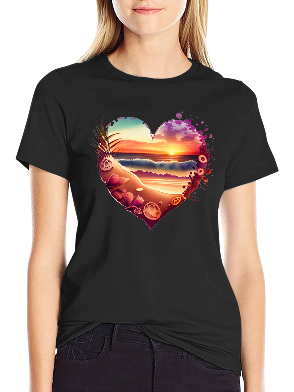 Sunset Beach Heart T-Shirt