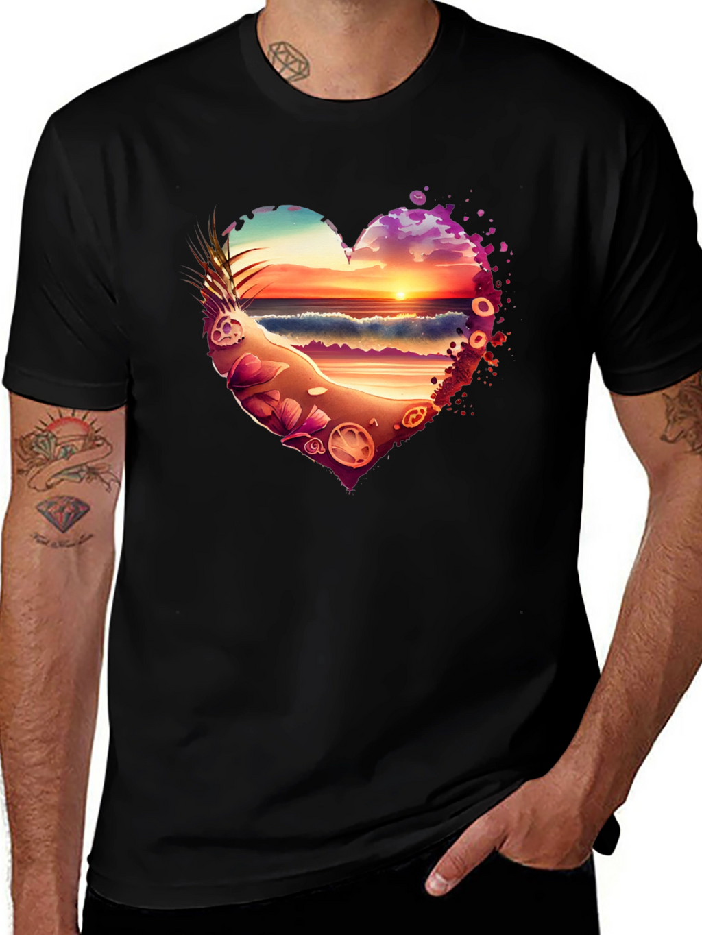 Sunset Beach Heart T-Shirt