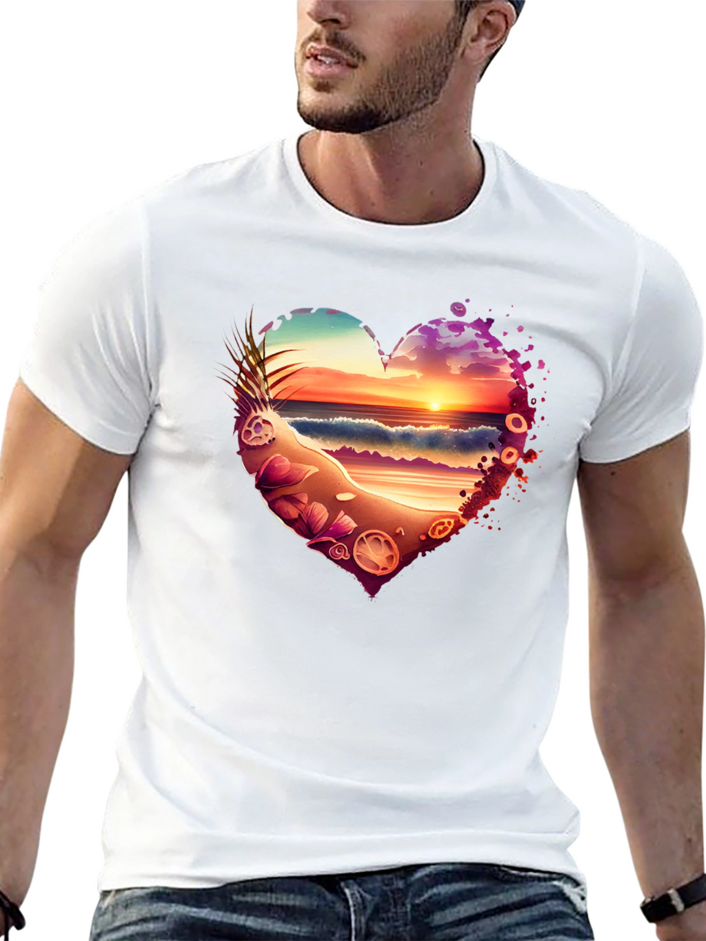 Sunset Beach Heart T-Shirt