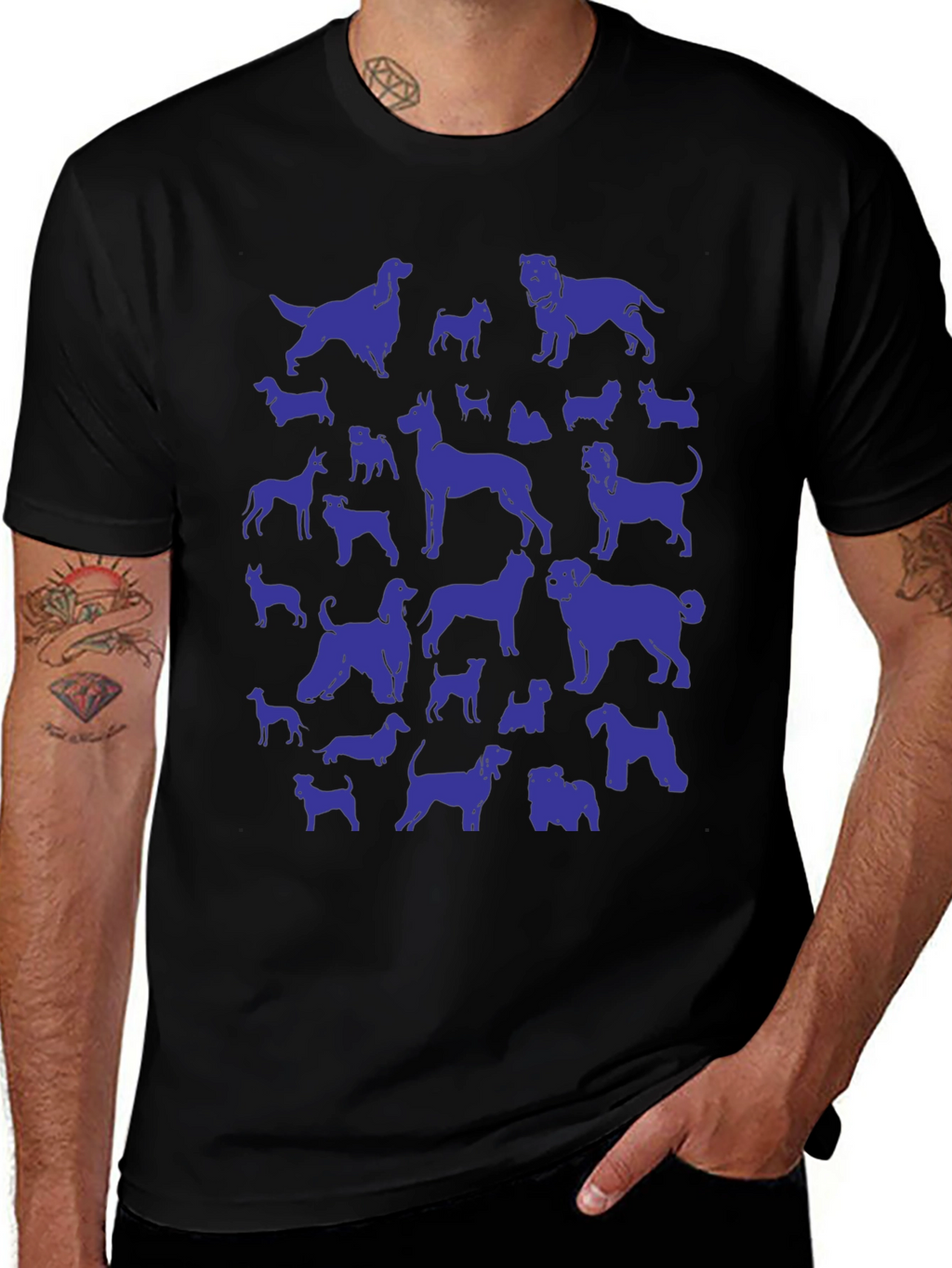 Dog Breeds Graphic Tee - Black