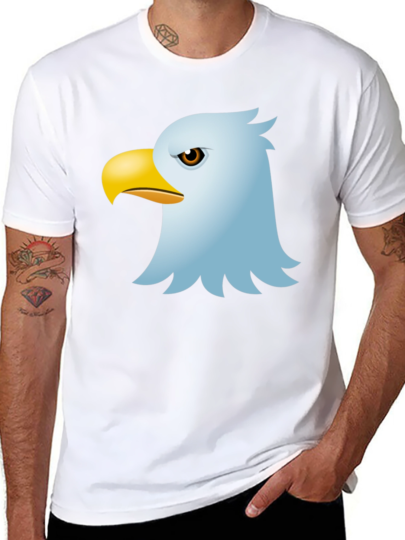 Cool Eagle Graphic Tee - Black Cotton Blend