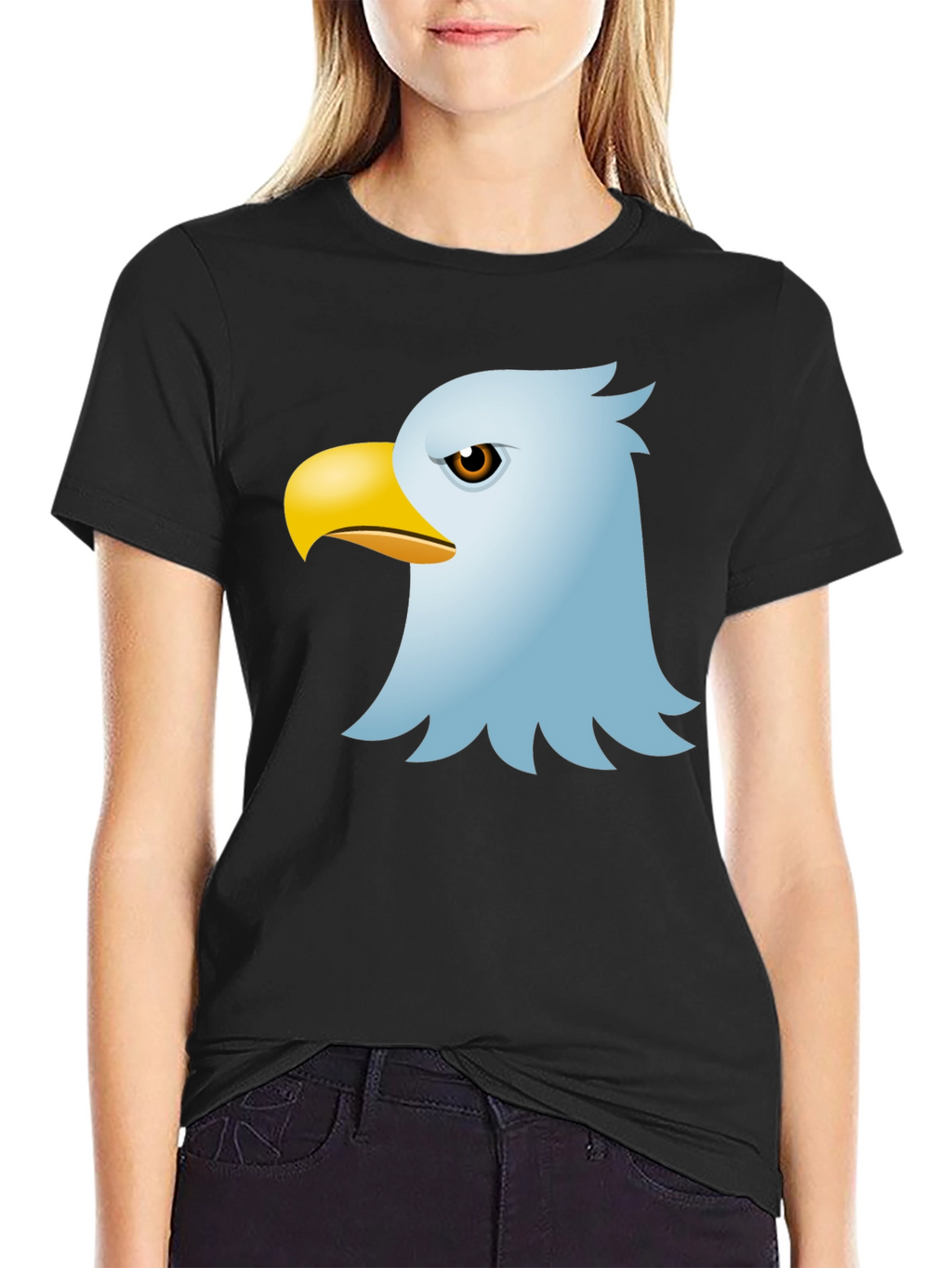 Cool Eagle Graphic Tee - Black Cotton Blend