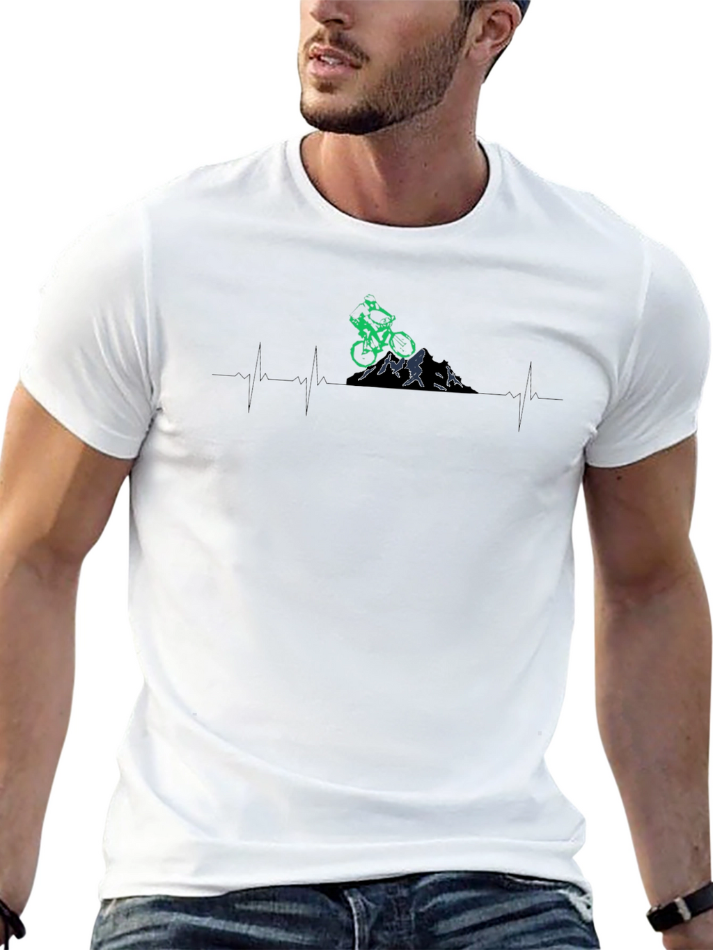 Mountain Biker Heartbeat Graphic Tee
