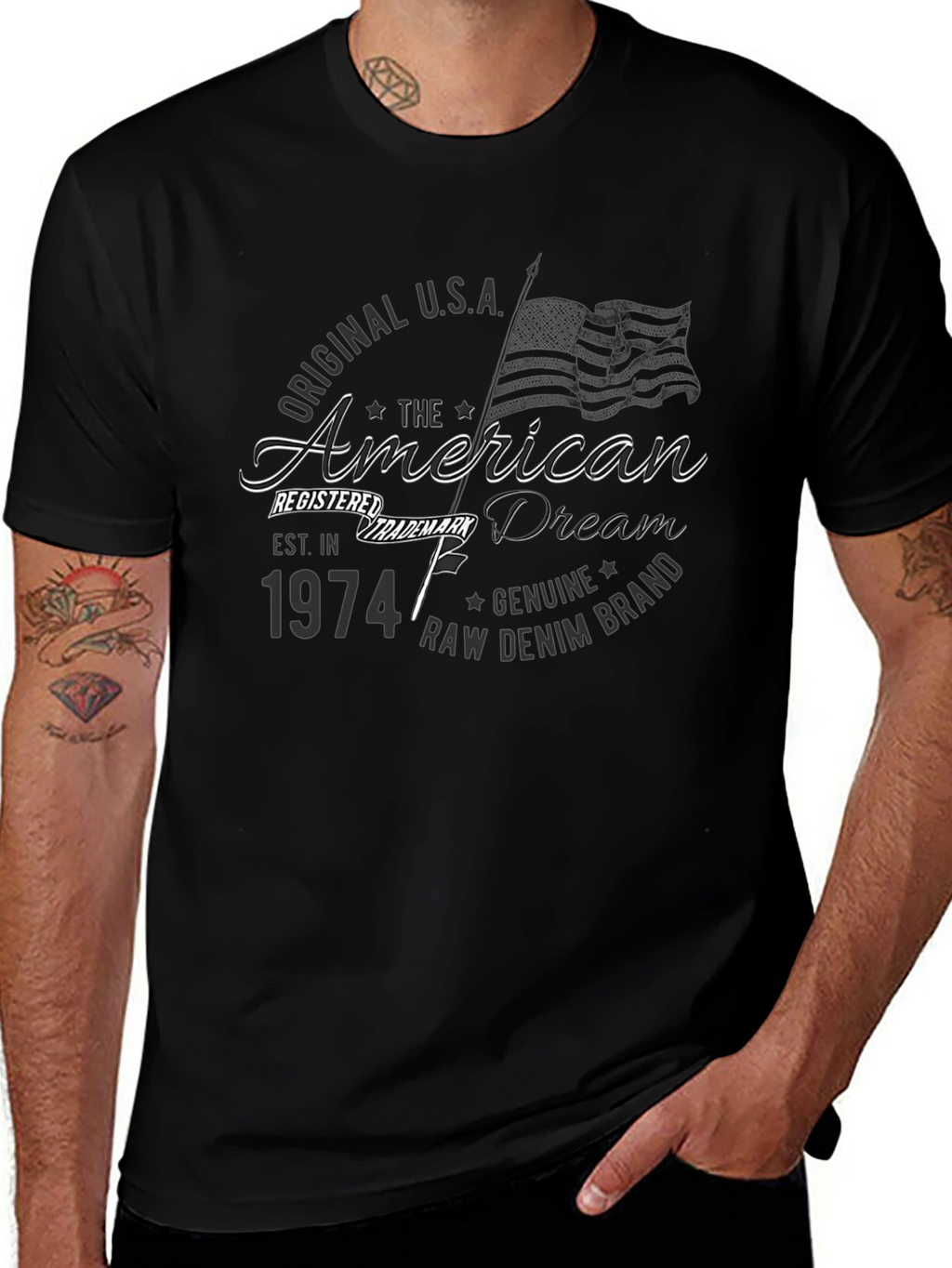 American Dream 1974 Raw Denim Graphic T-Shirt