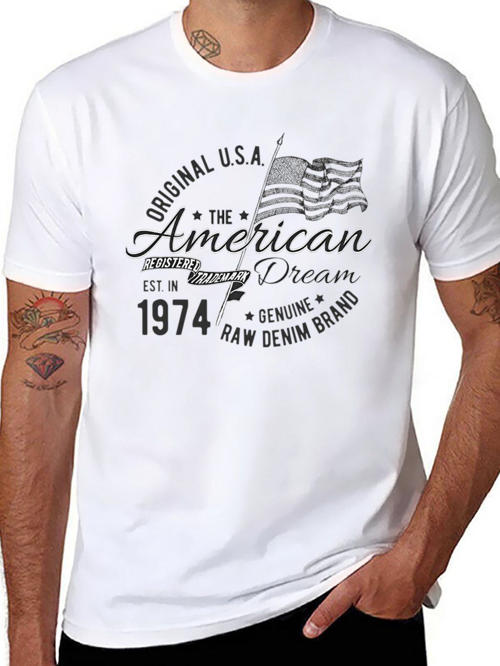 American Dream 1974 Raw Denim Graphic T-Shirt