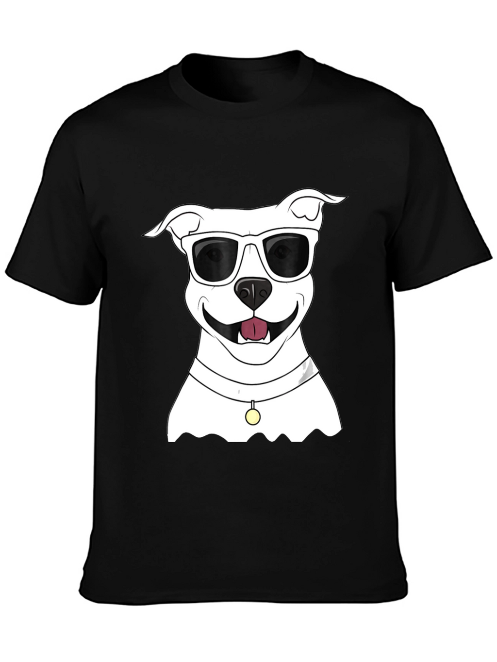 Cool Dog Graphic Tee - Black Cotton Casual Shirt