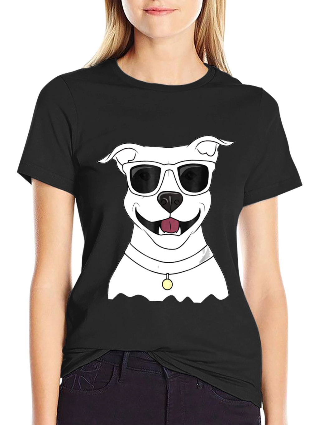 Cool Dog Graphic Tee - Black Cotton Casual Shirt
