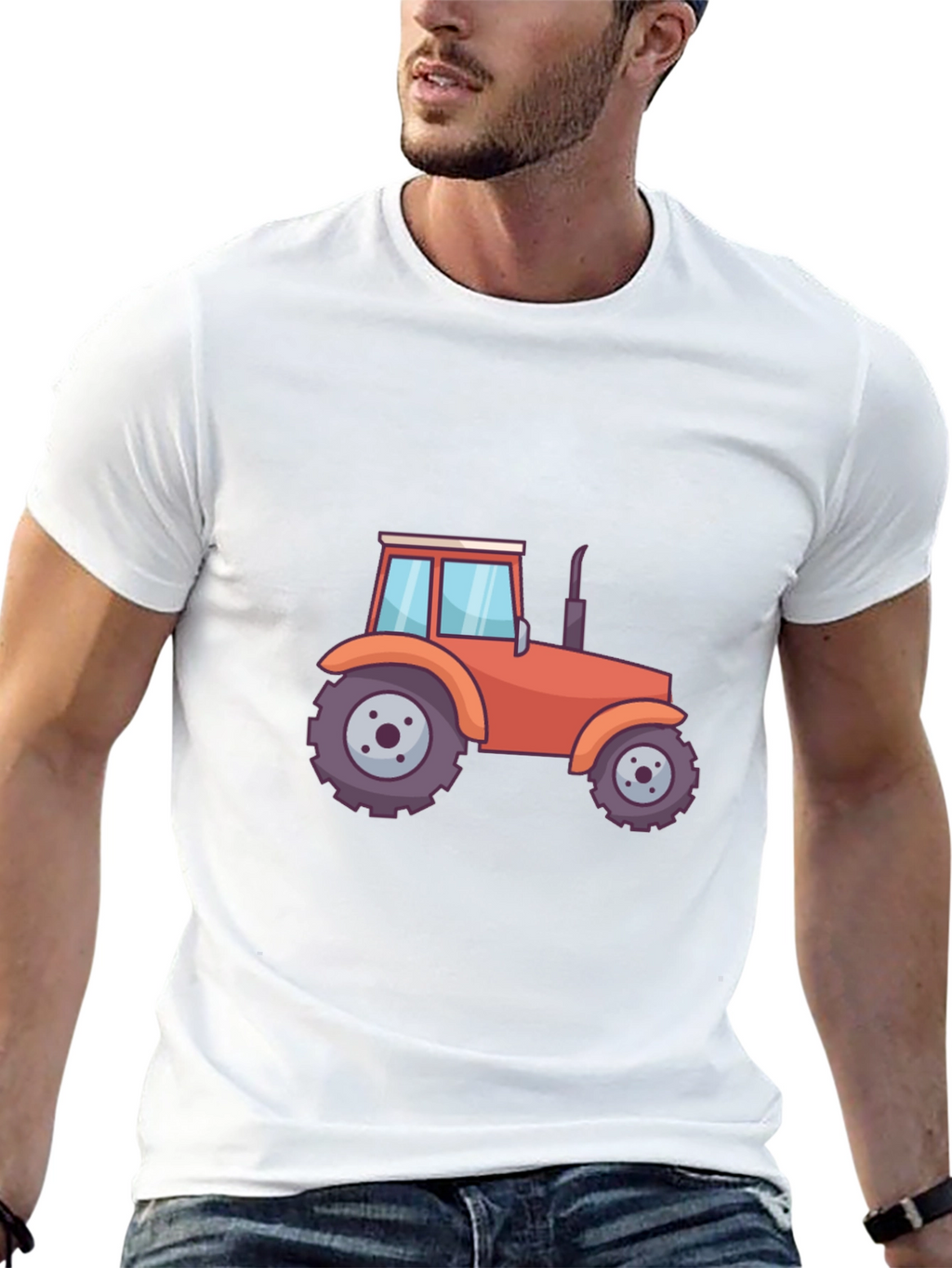 Tractor Graphic Tee - Black Cotton Blend T-Shirt